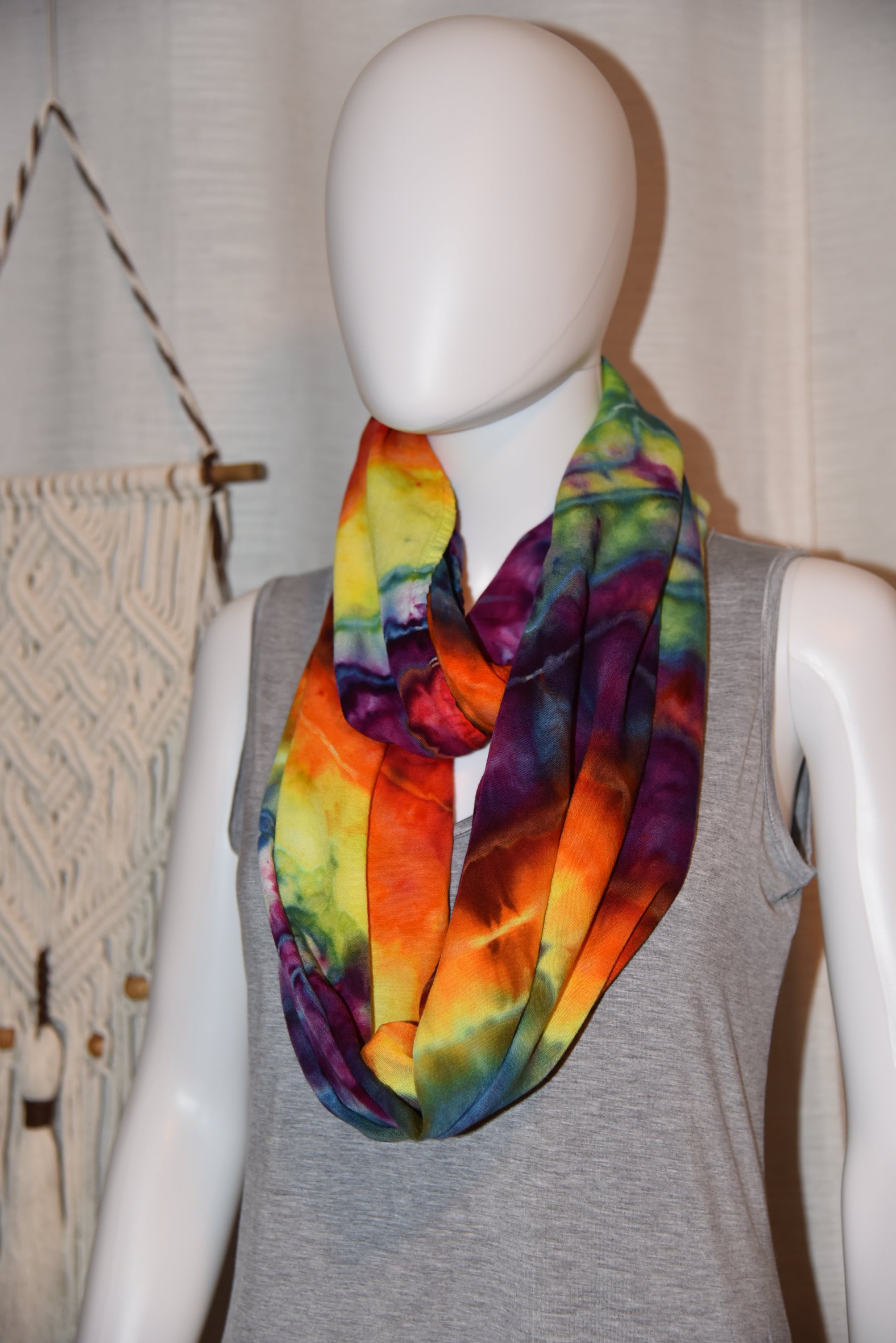 Circular Rayon Infinity Scarf - Rainbow Geode