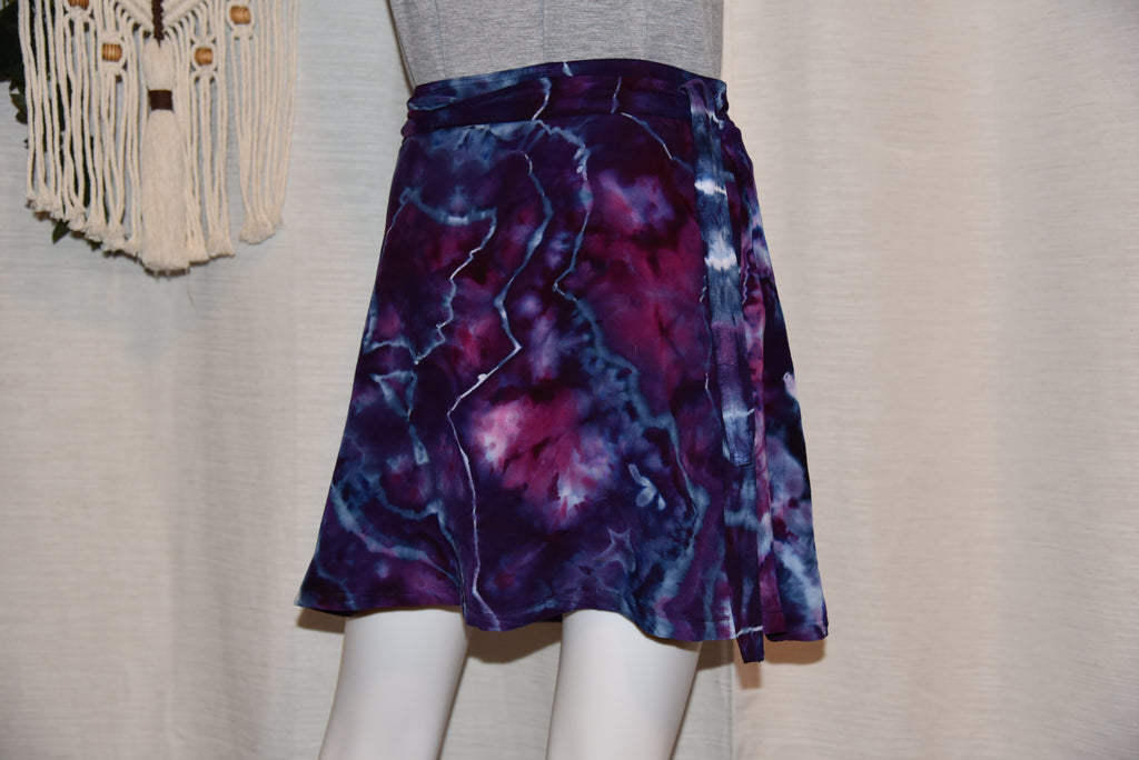 Short Rayon Wrap Skirt - Purple