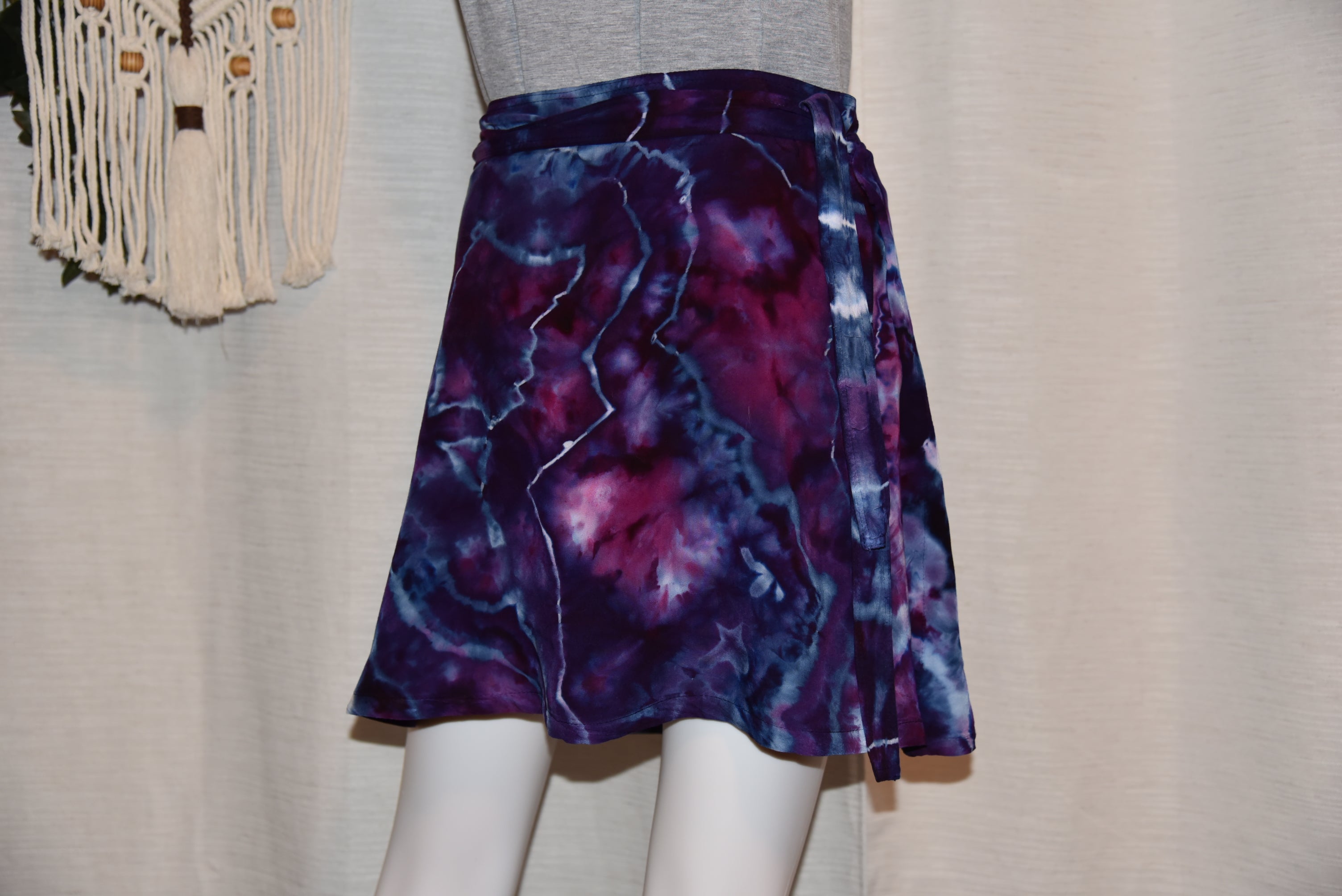Short Rayon Wrap Skirt - Purple
