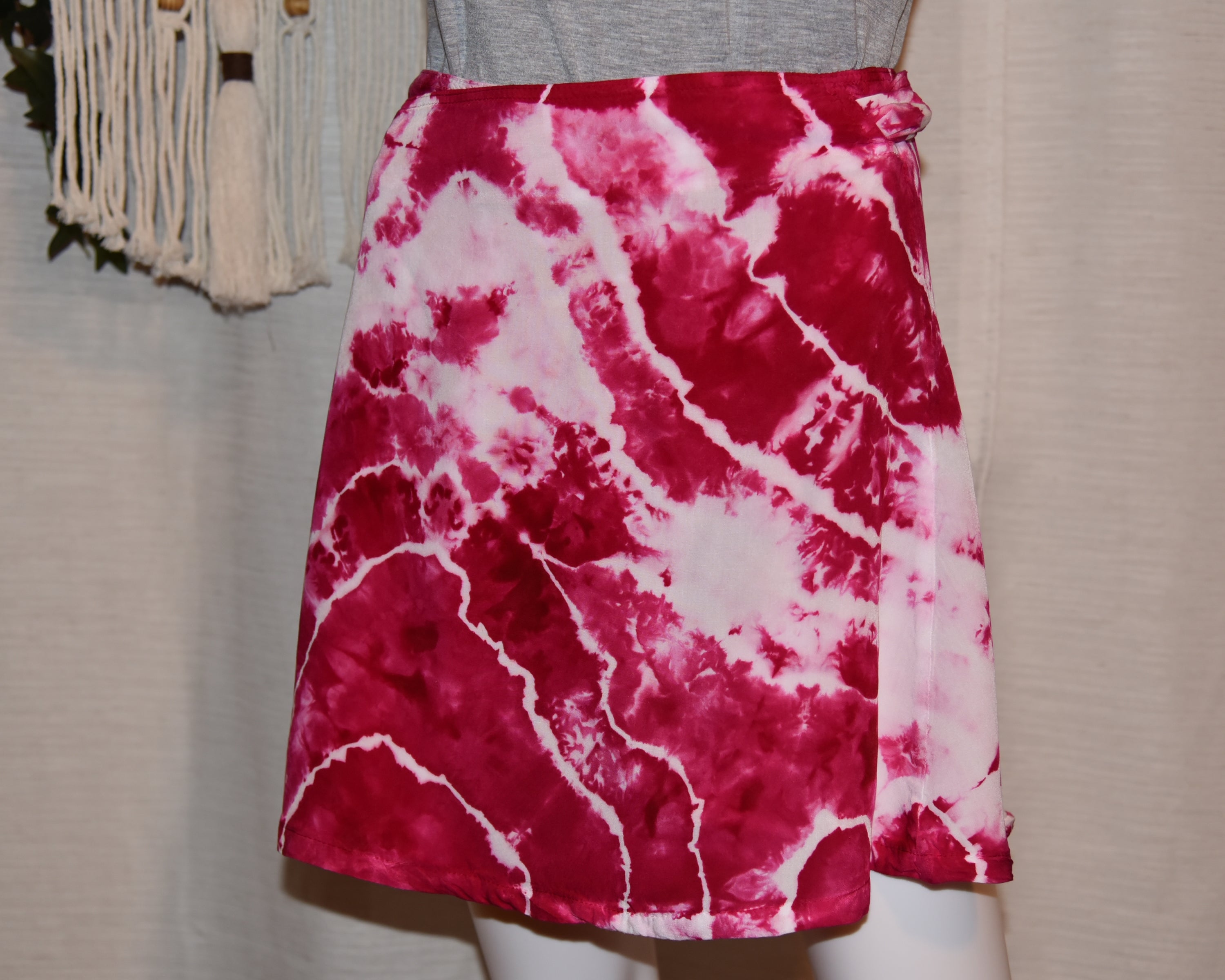 Short Rayon Wrap Skirt - Hot Pink