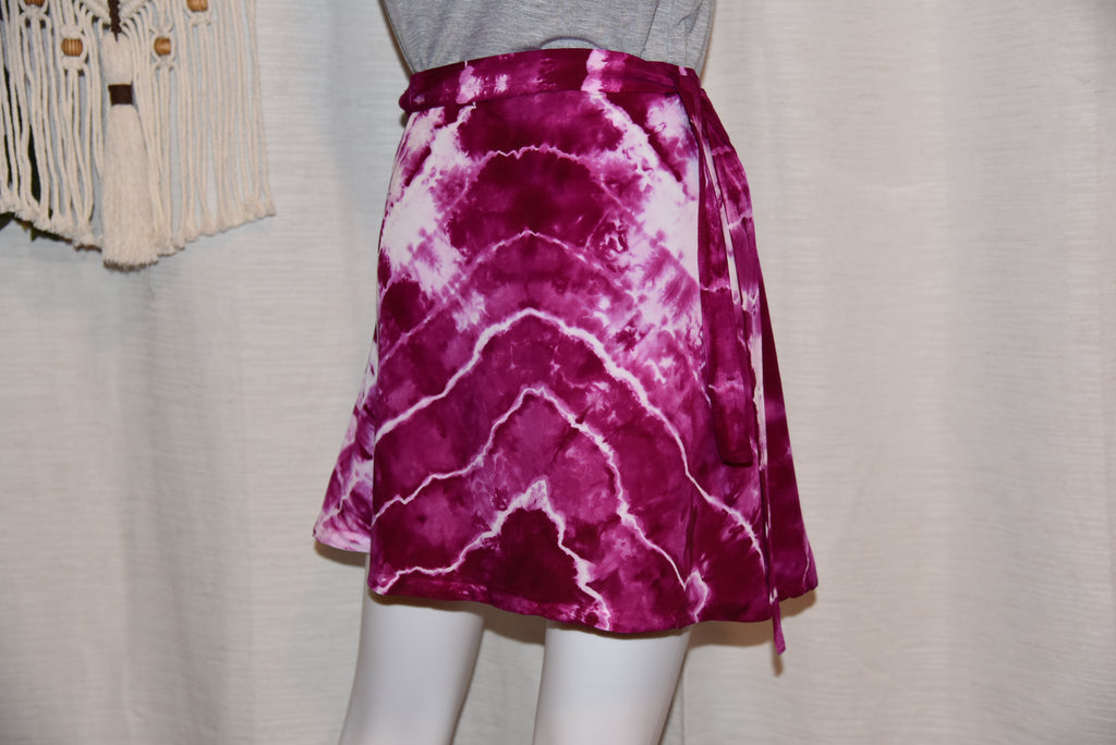 Short Rayon Wrap Skirt - Magenta