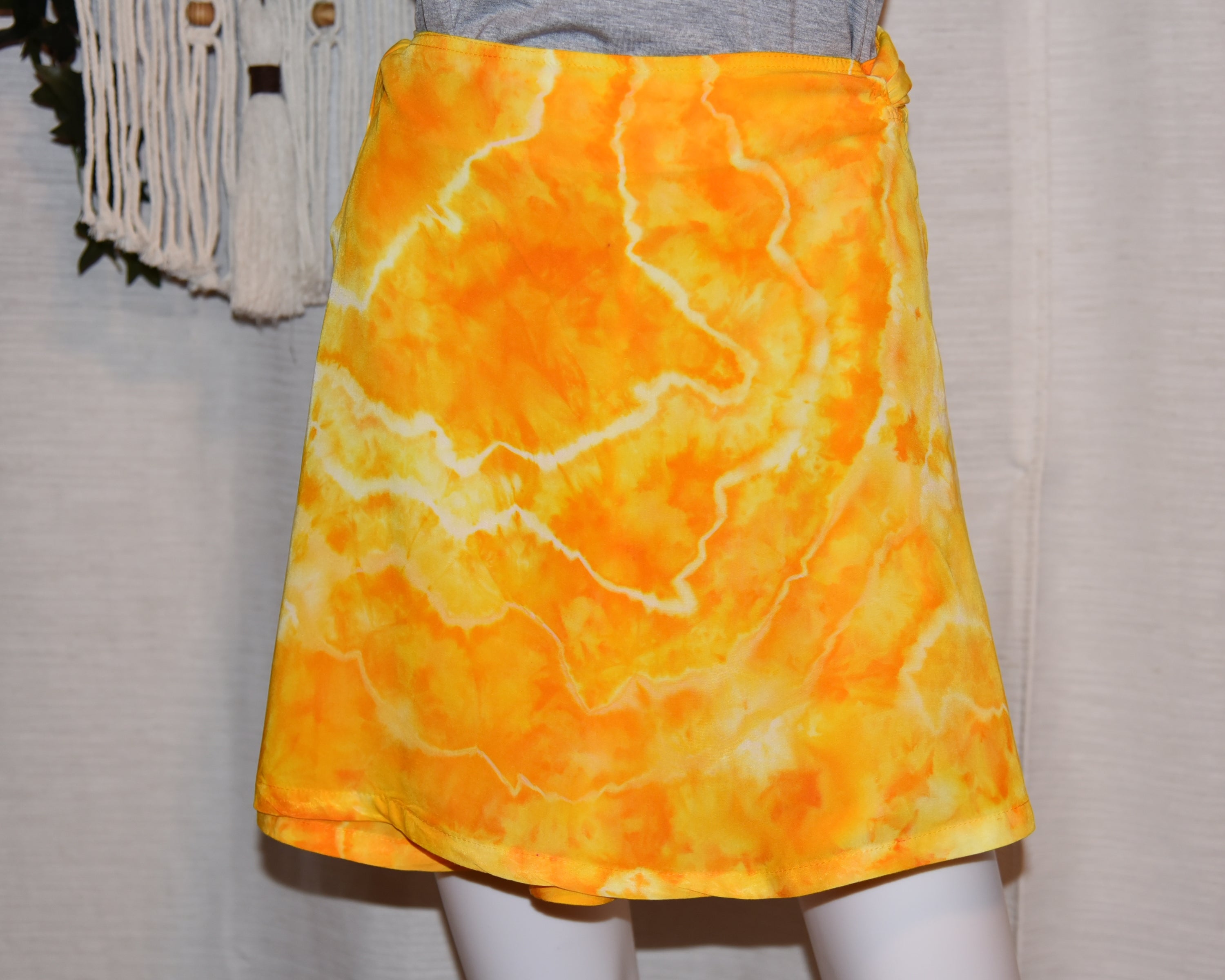 Short Rayon Wrap Skirt - Yellow