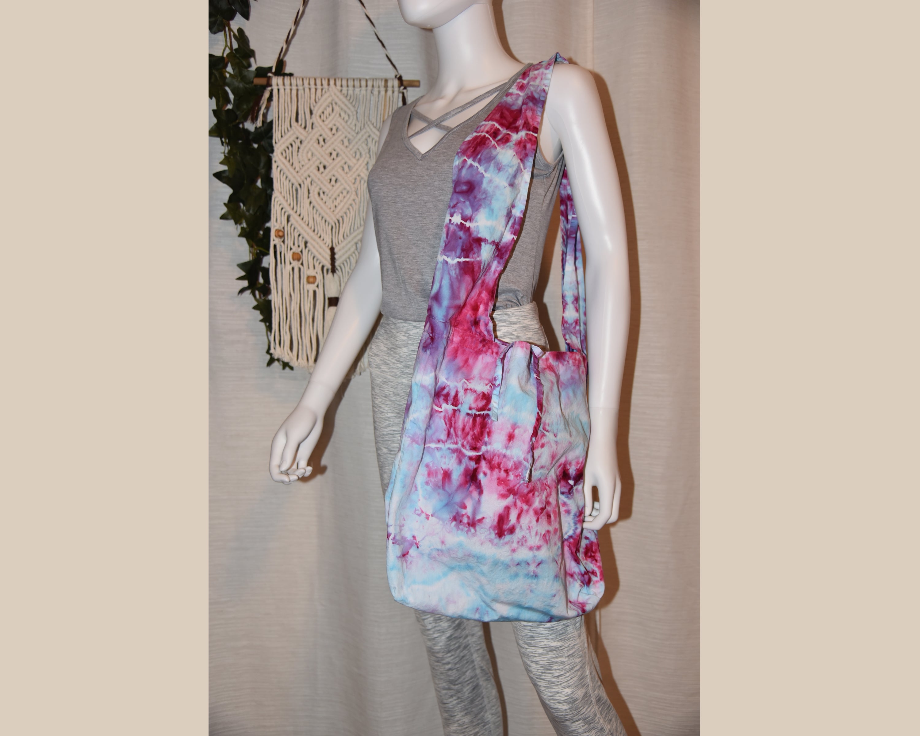Wide Strap Hobo Bag - Pink, Blue, Purple