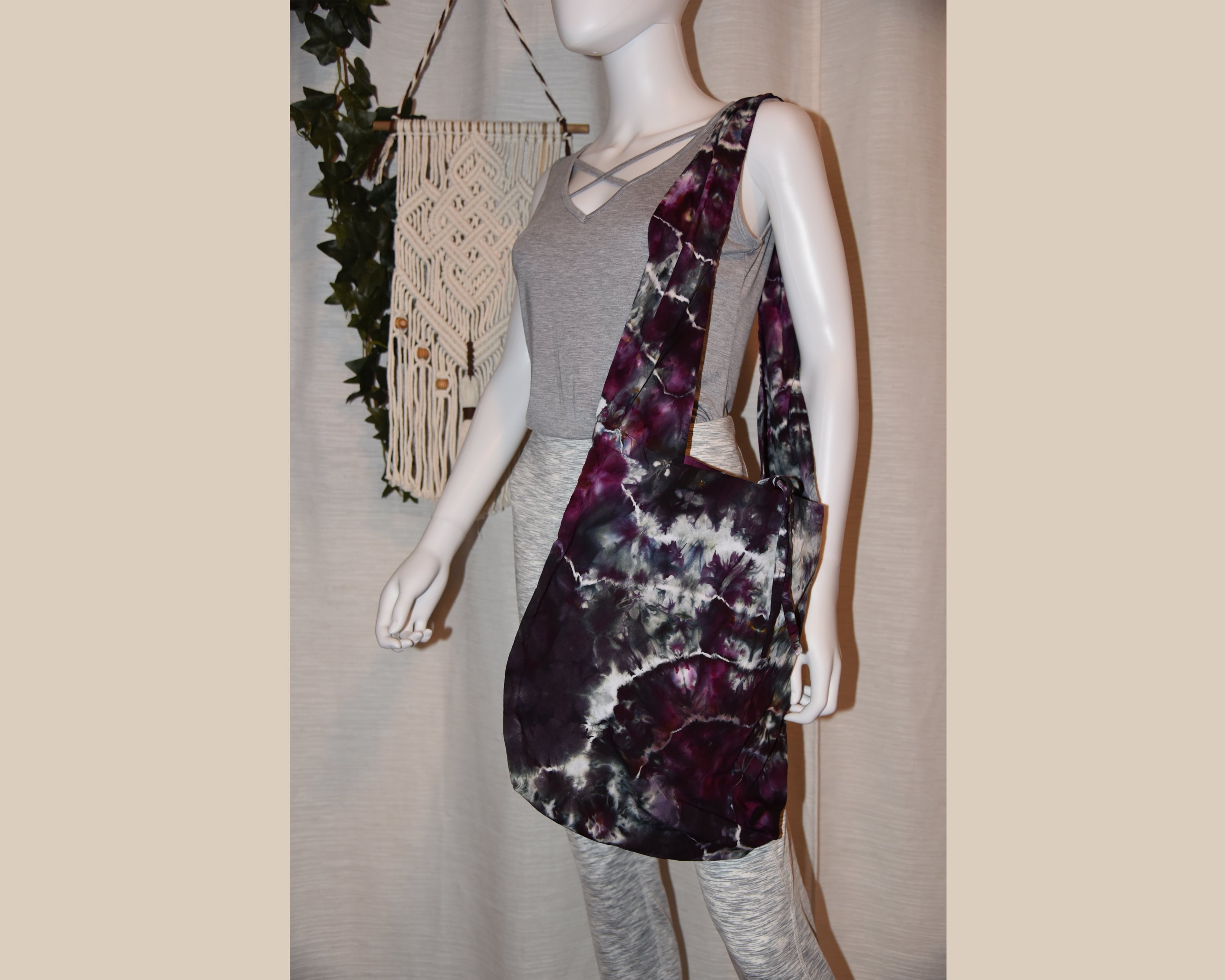 Wide Strap Hobo Bag - Black, Grey, Purple
