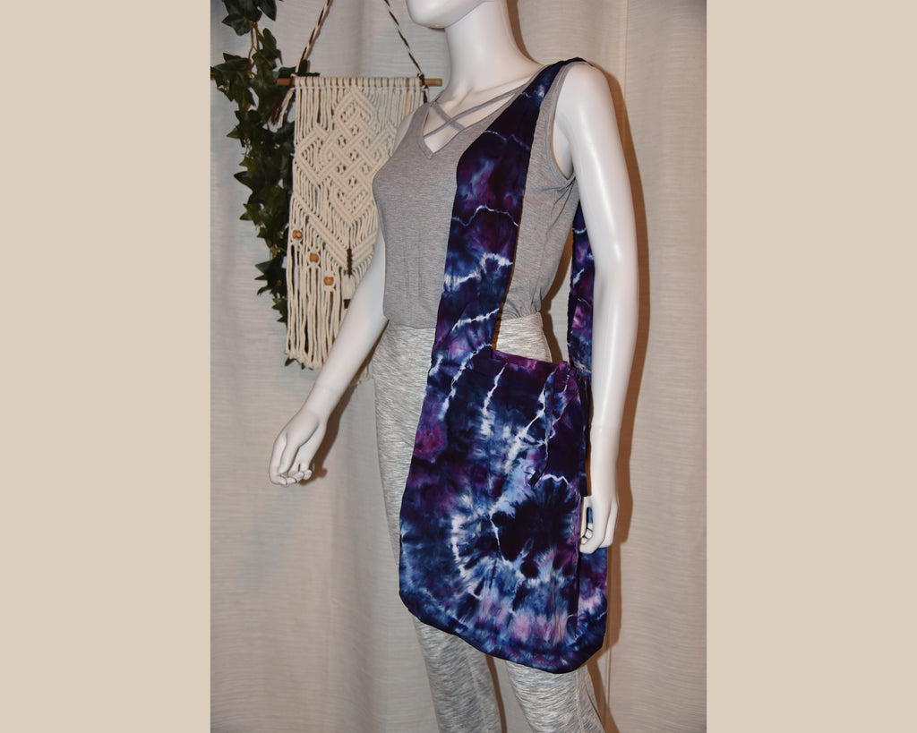 Wide Strap Hobo Bag - Purple, Blue