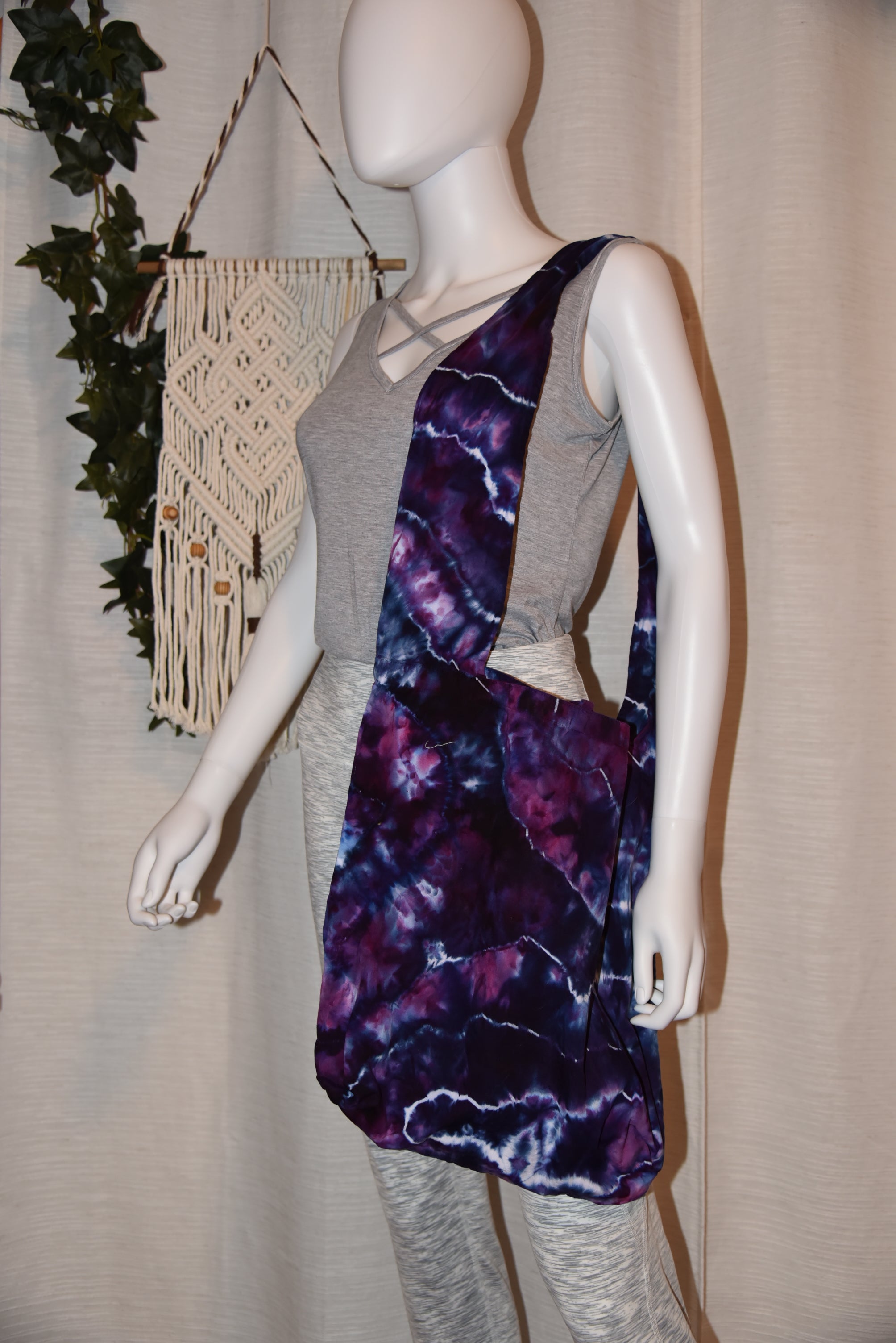 Wide Strap Hobo Bag - Purple, Blue
