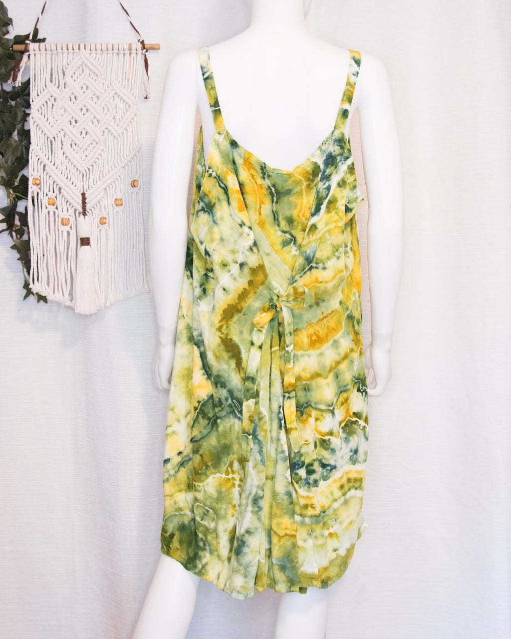 2XL - Short Rayon Dress - Green Yellow Geode