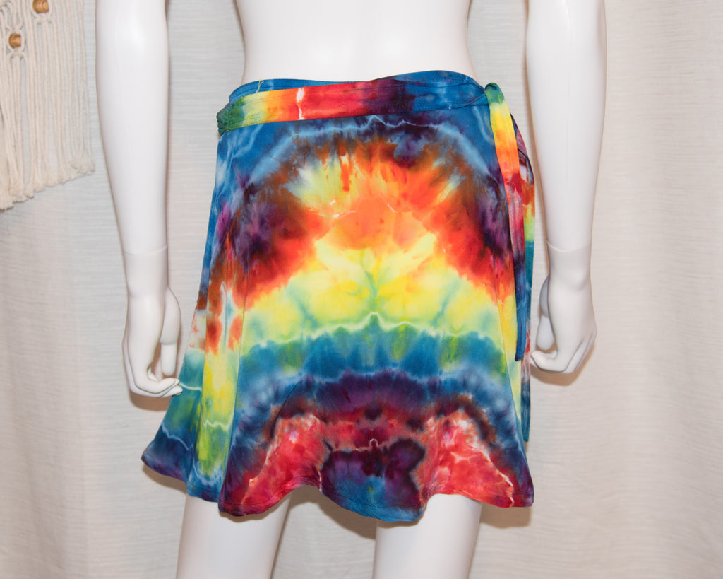 Short Rayon Wrap Skirt - Rainbow