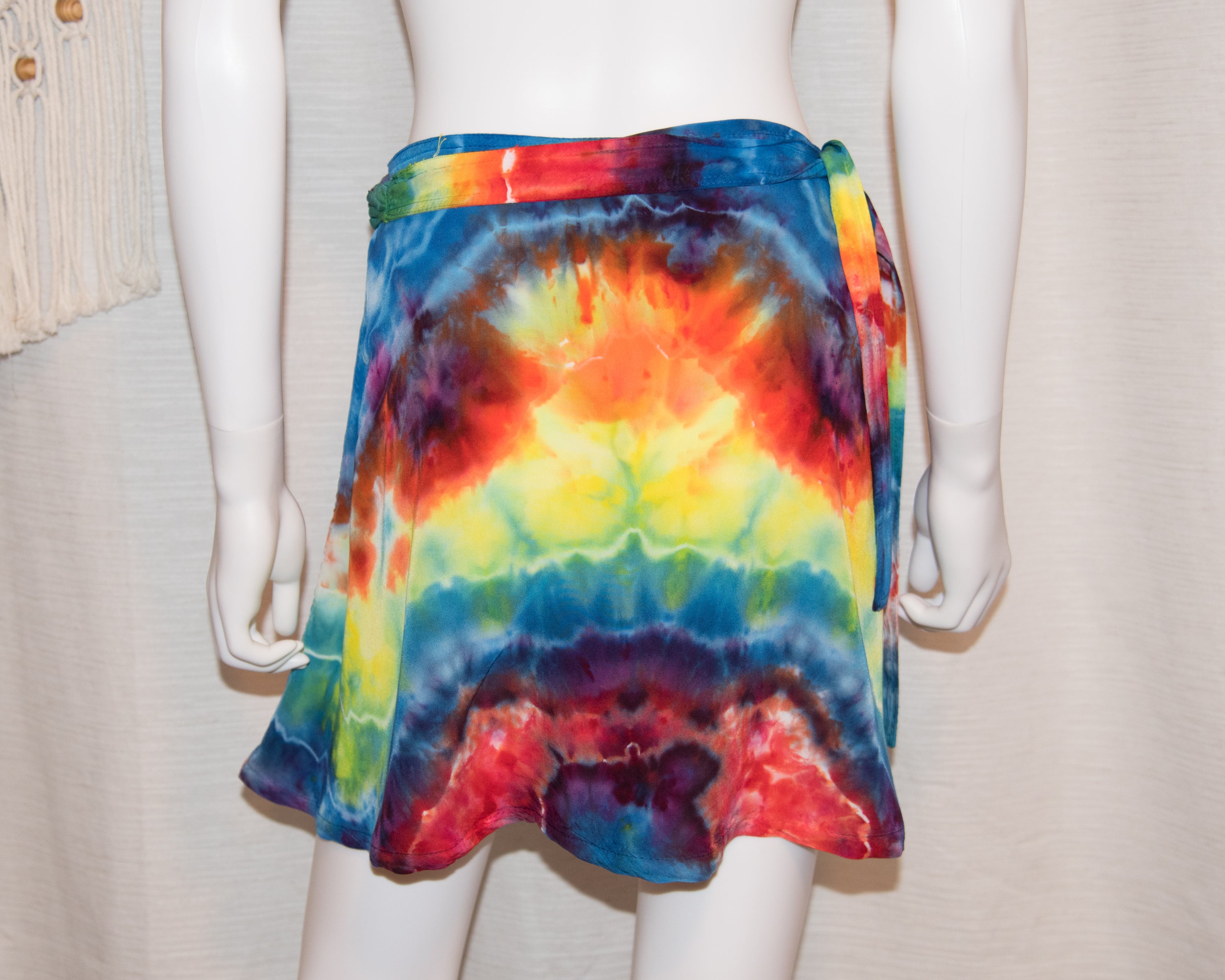 Short Rayon Wrap Skirt - Rainbow