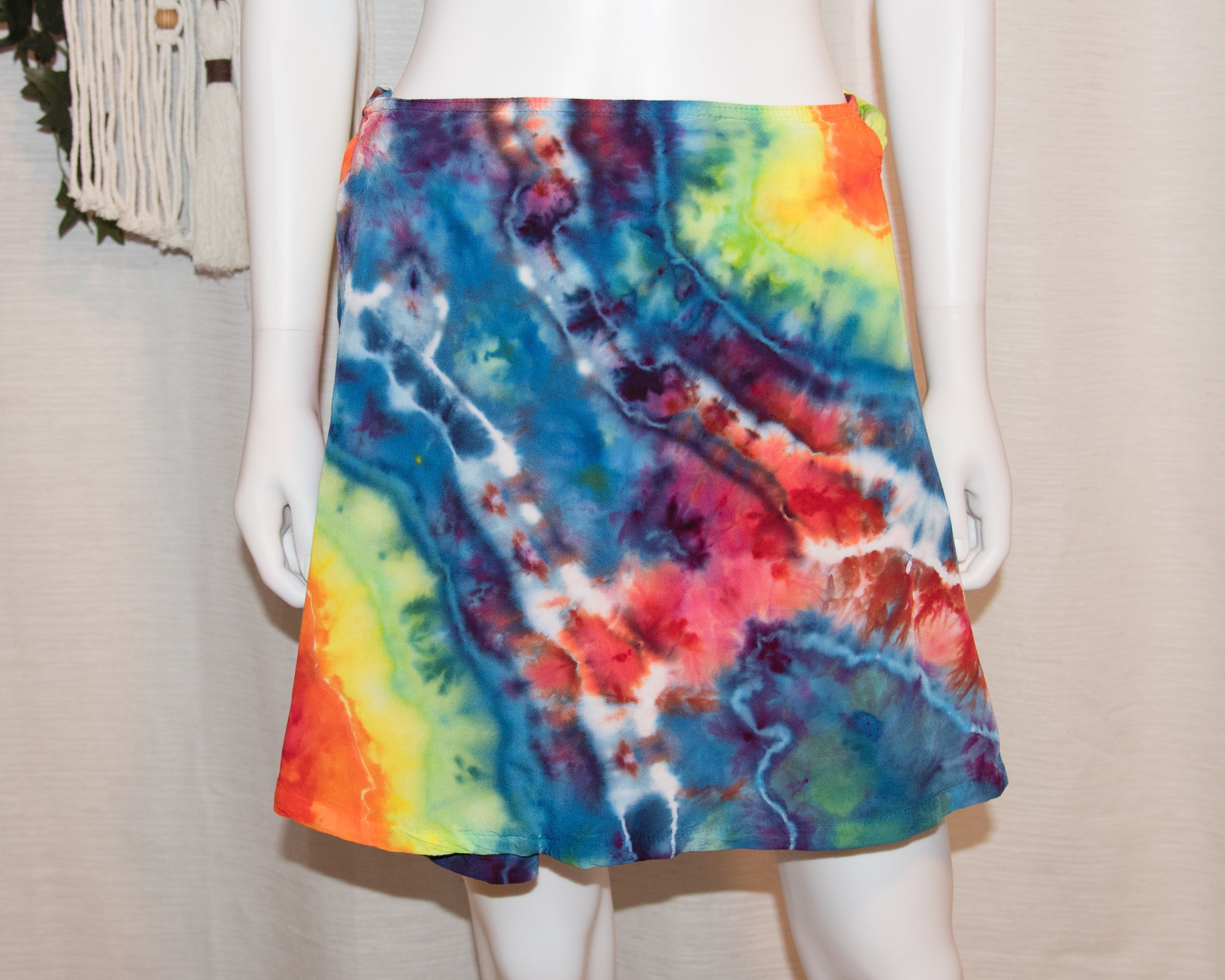 Short Rayon Wrap Skirt - Rainbow