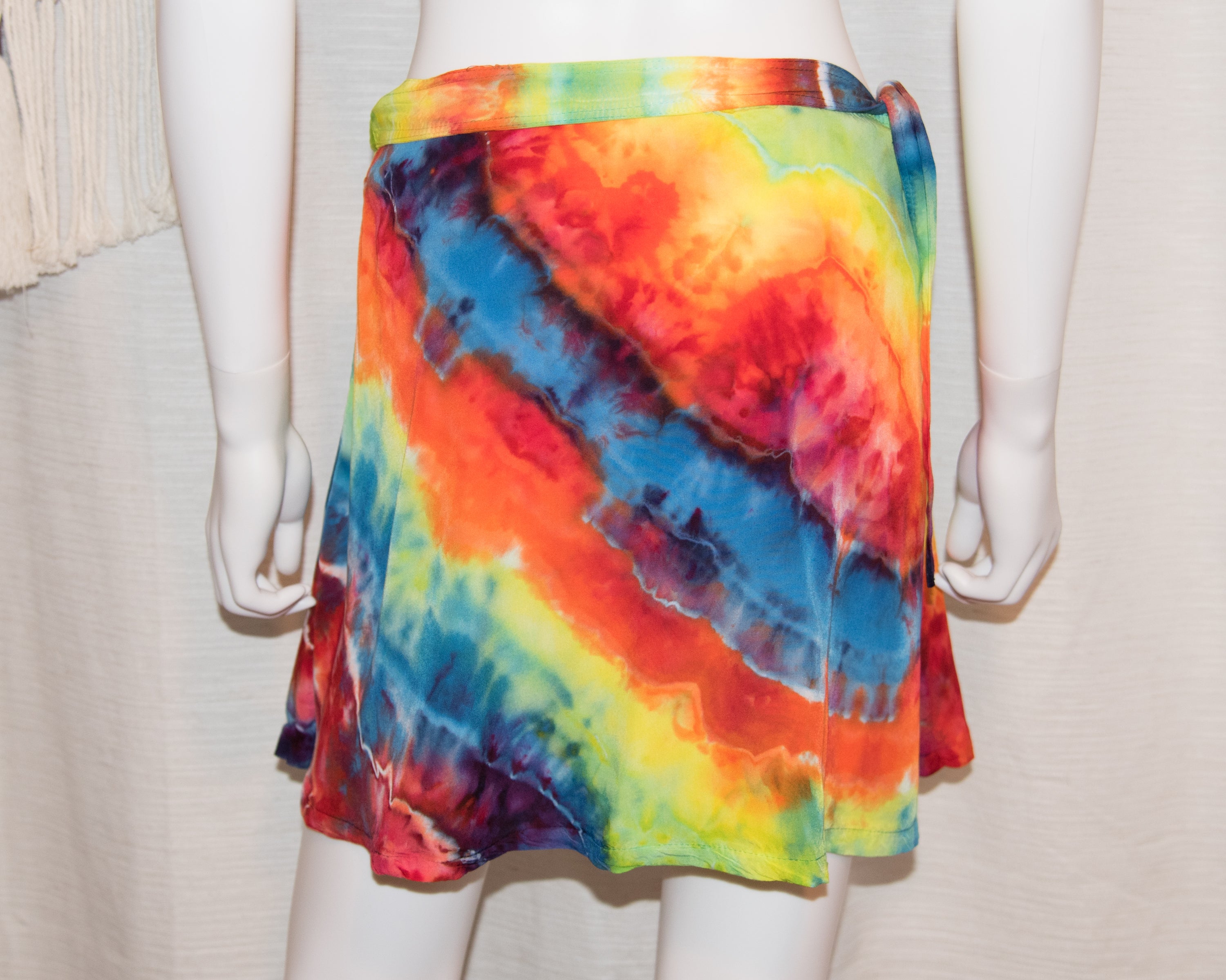 Short Rayon Wrap Skirt - Rainbow