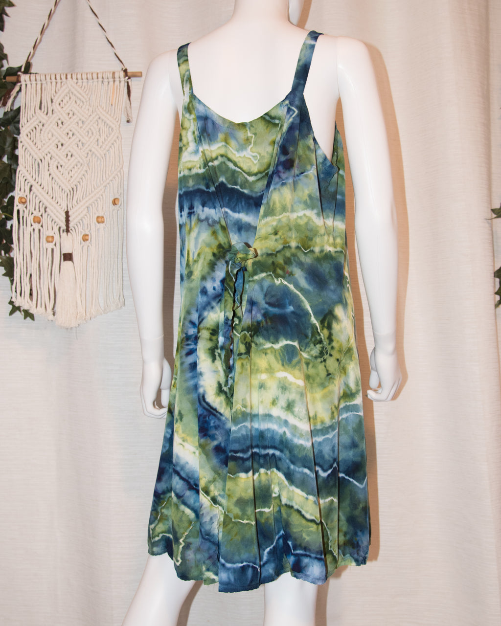 XL - Short Rayon Dress - Blue & Green Geode