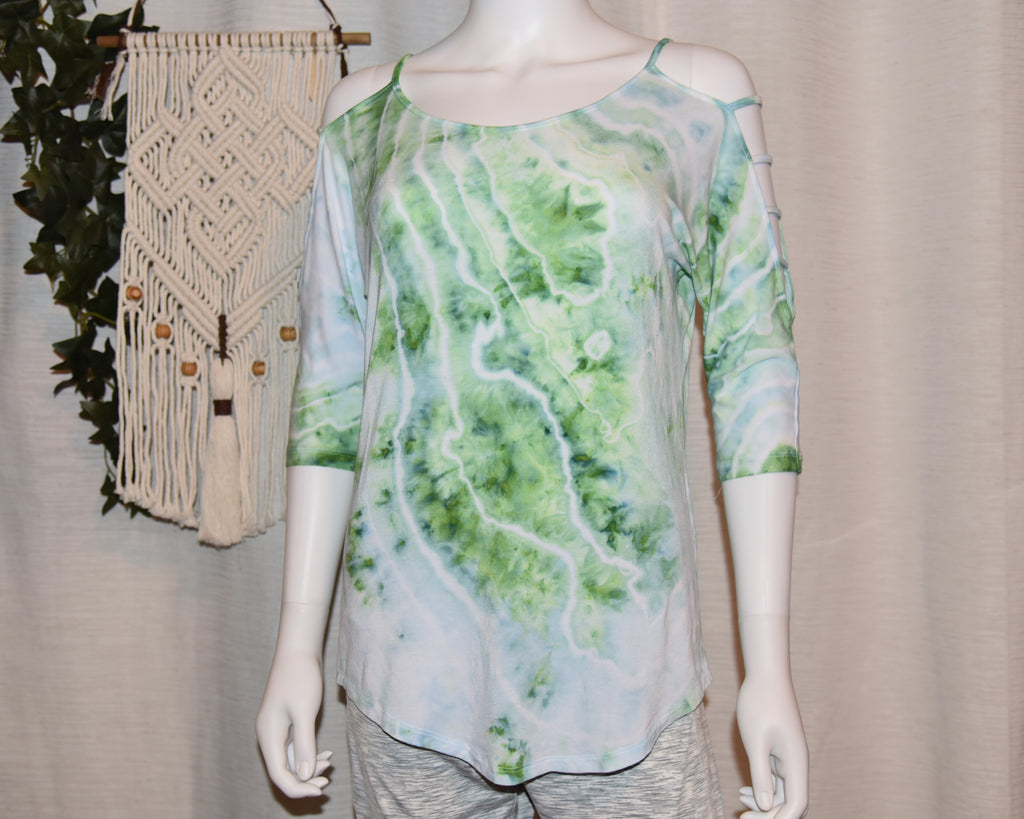 Small - Strappy Shoulder Rayon T-Shirt
