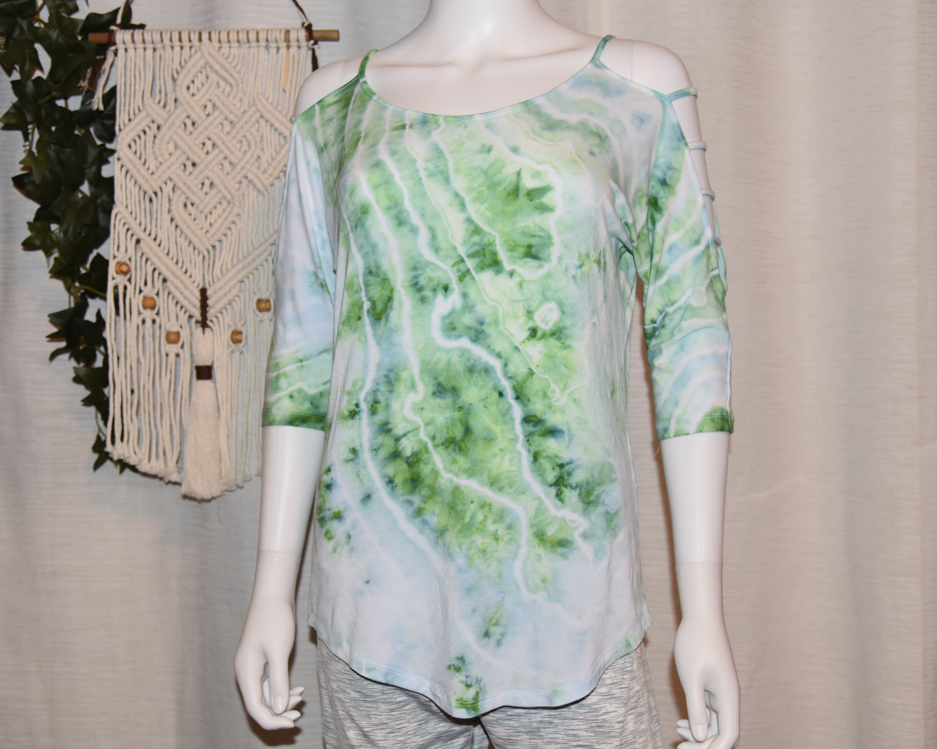 Small - Strappy Shoulder Rayon T-Shirt