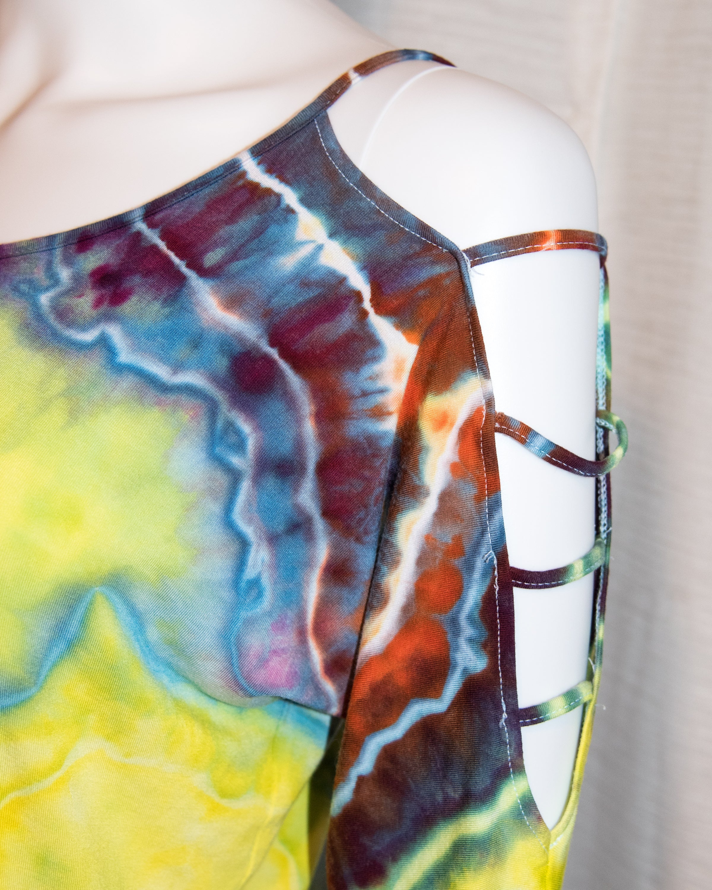 Small - Strappy Shoulder Rayon T-Shirt