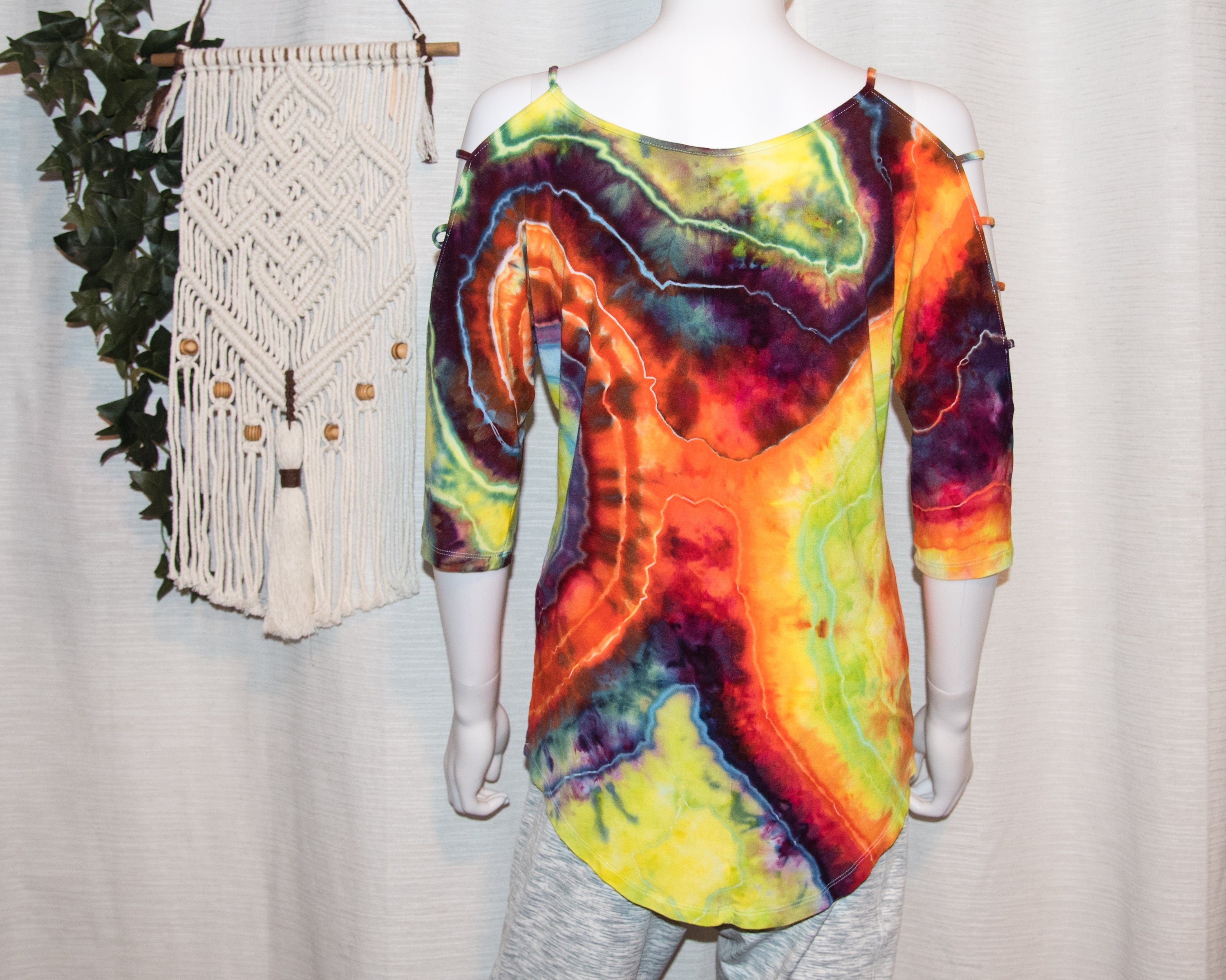 Small - Strappy Shoulder Rayon T-Shirt