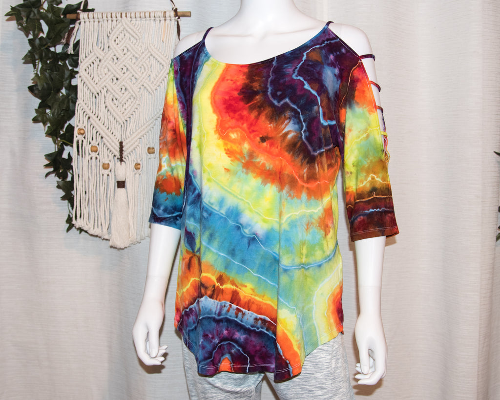 Large - Strappy Shoulder Rayon T-Shirt