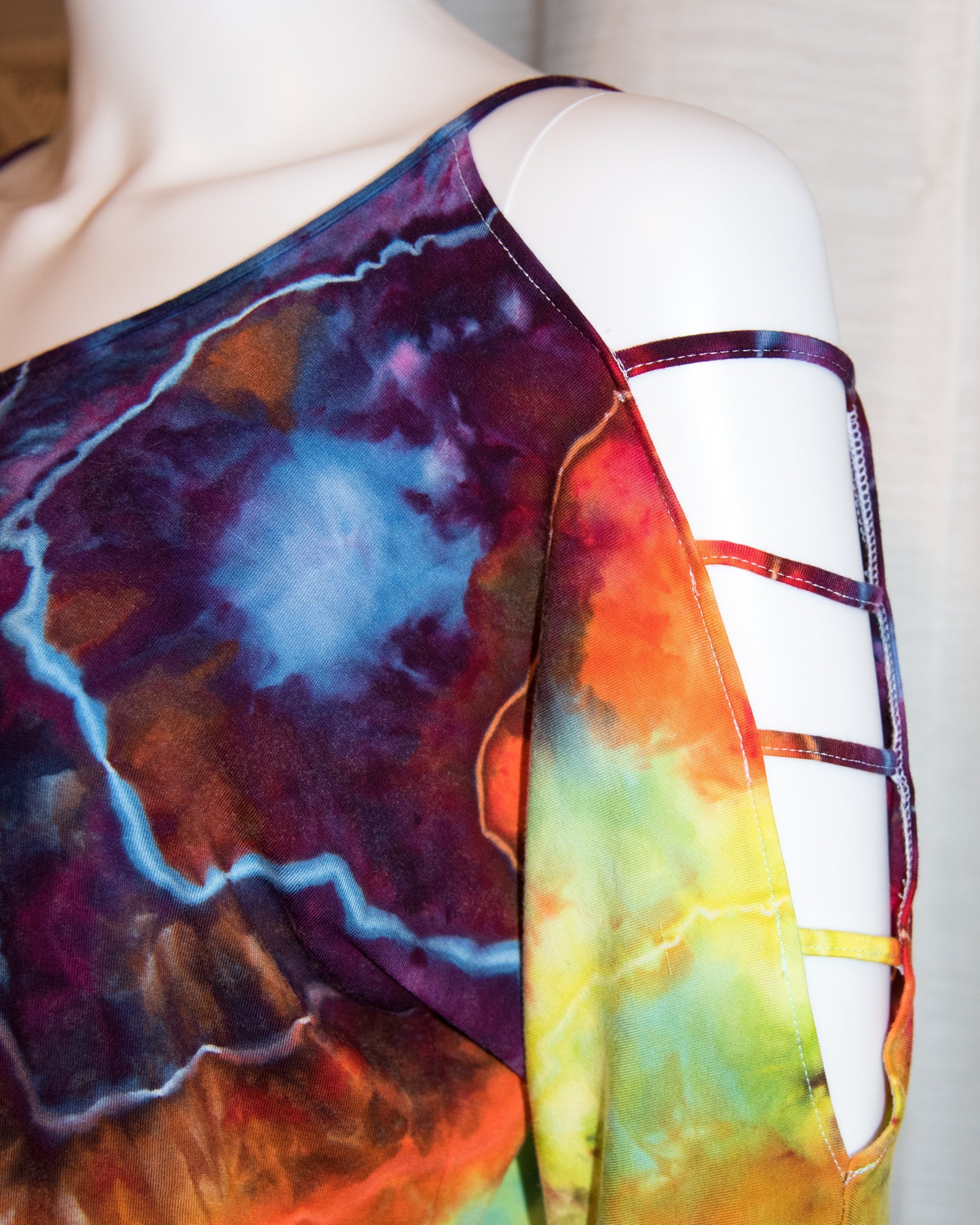 Large - Strappy Shoulder Rayon T-Shirt