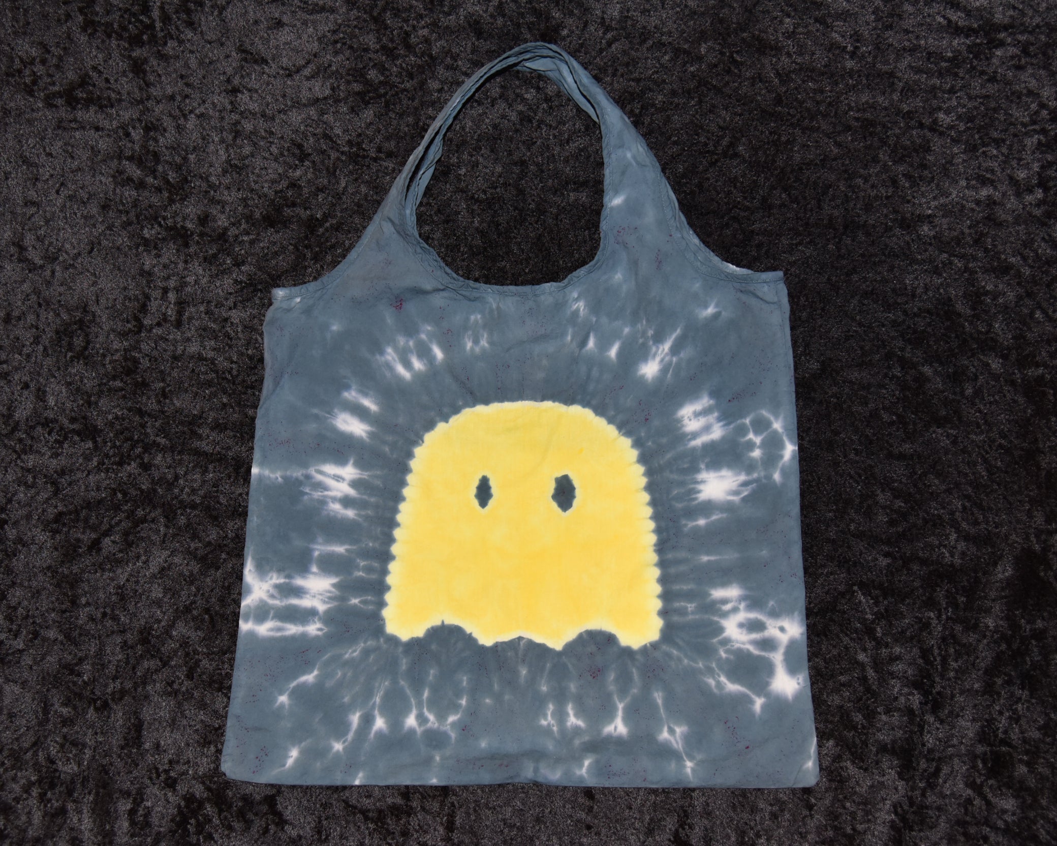 Cotton Shopping Bag - Yellow and Black Ghost