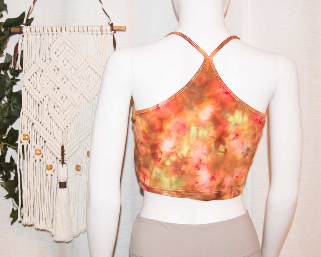 Women's Cropped Tank Top - Large - Rust Orange and Green