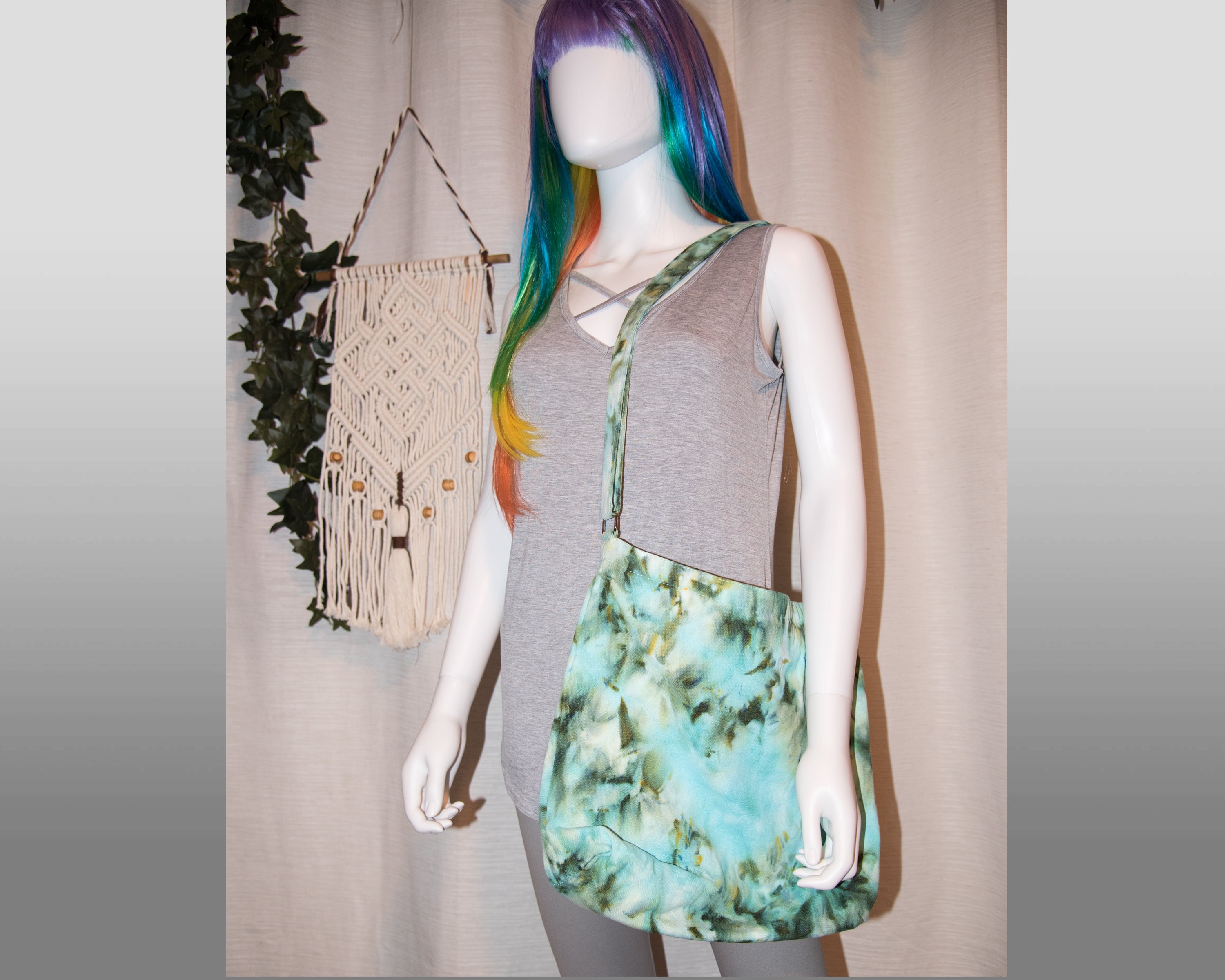 Shoulder Bag - Light Blue, Green