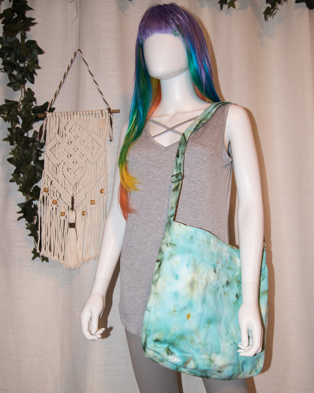 Shoulder Bag - Light Blue, Green