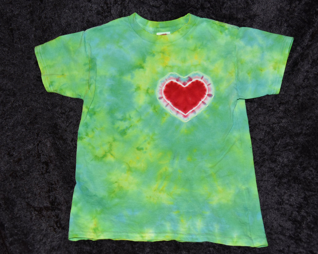 Youth (Size S) T-shirt - Green with Heart