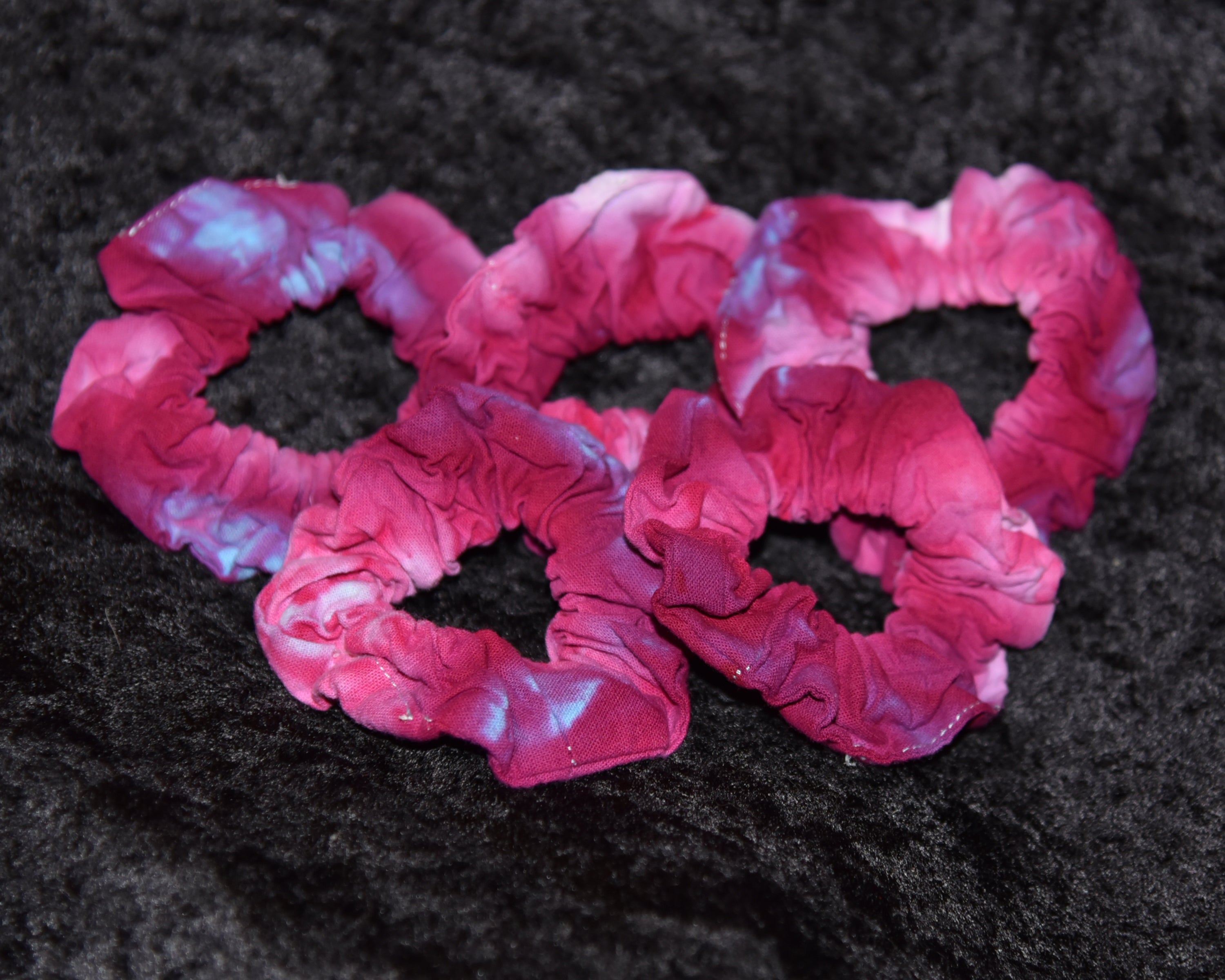 Hair Scrunchies - Dark Pink, Blue