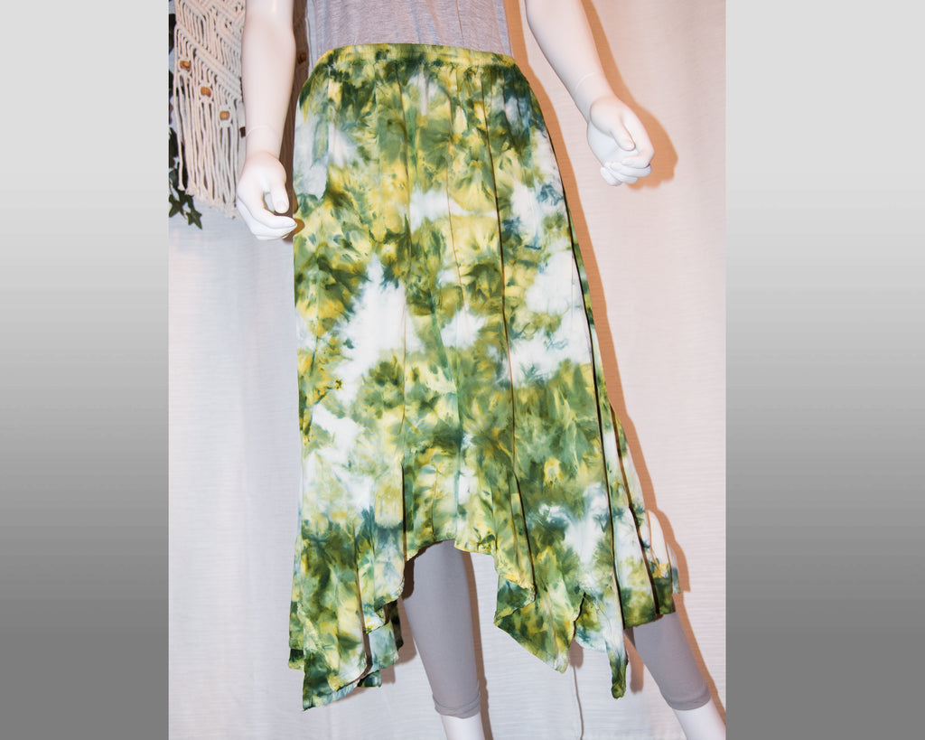 XL - Green Flounced Asymmetric Skirt