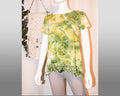 Small - Women's Lace Hem Shirt - Green Yellow