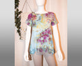 Small - Women's Lace Hem Shirt - Multicolor