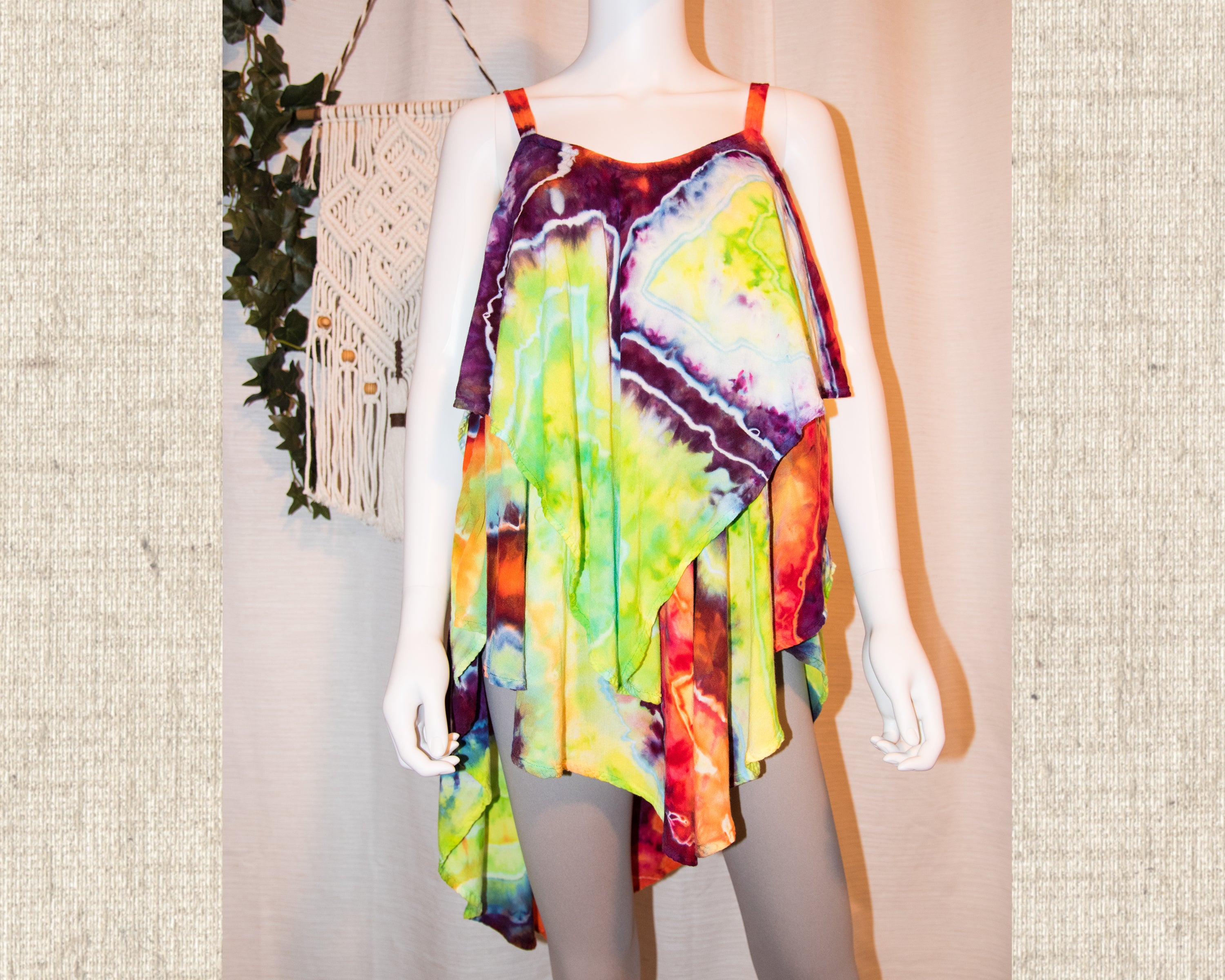 Medium - Double Layered Hi-Lo Camisole - Rainbow Geode
