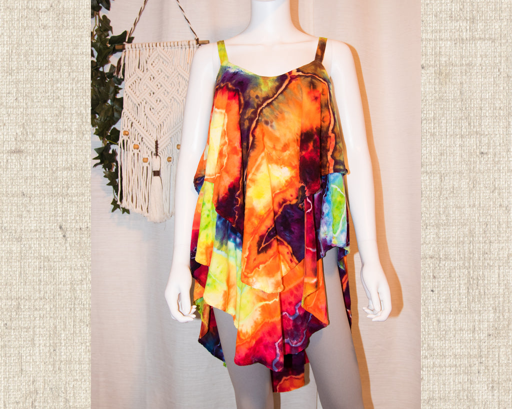 Large - Double Layered Hi-Lo Camisole - Rainbow Geode