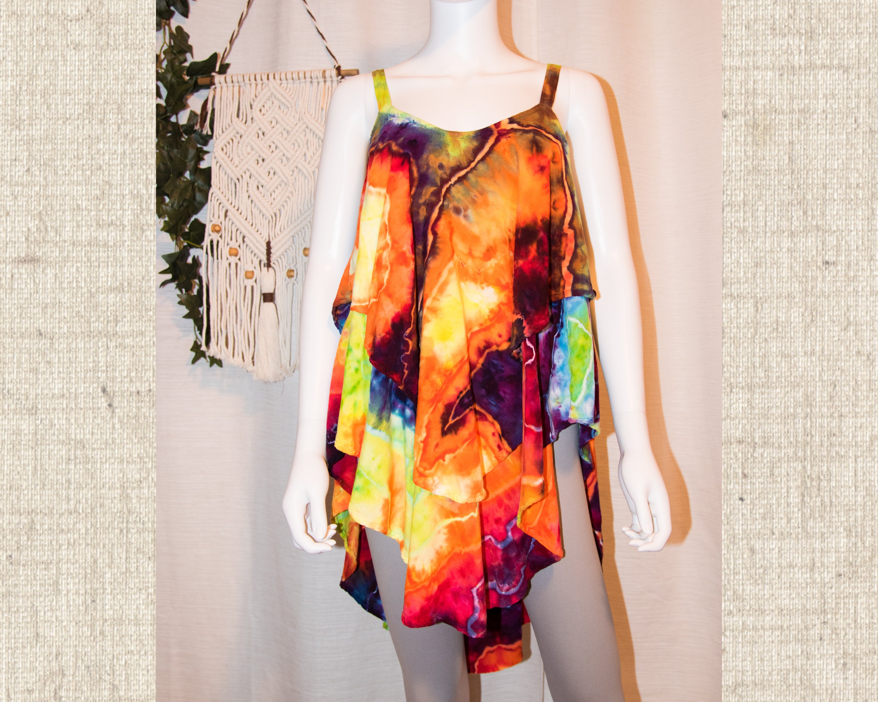 Large - Double Layered Hi-Lo Camisole - Rainbow Geode