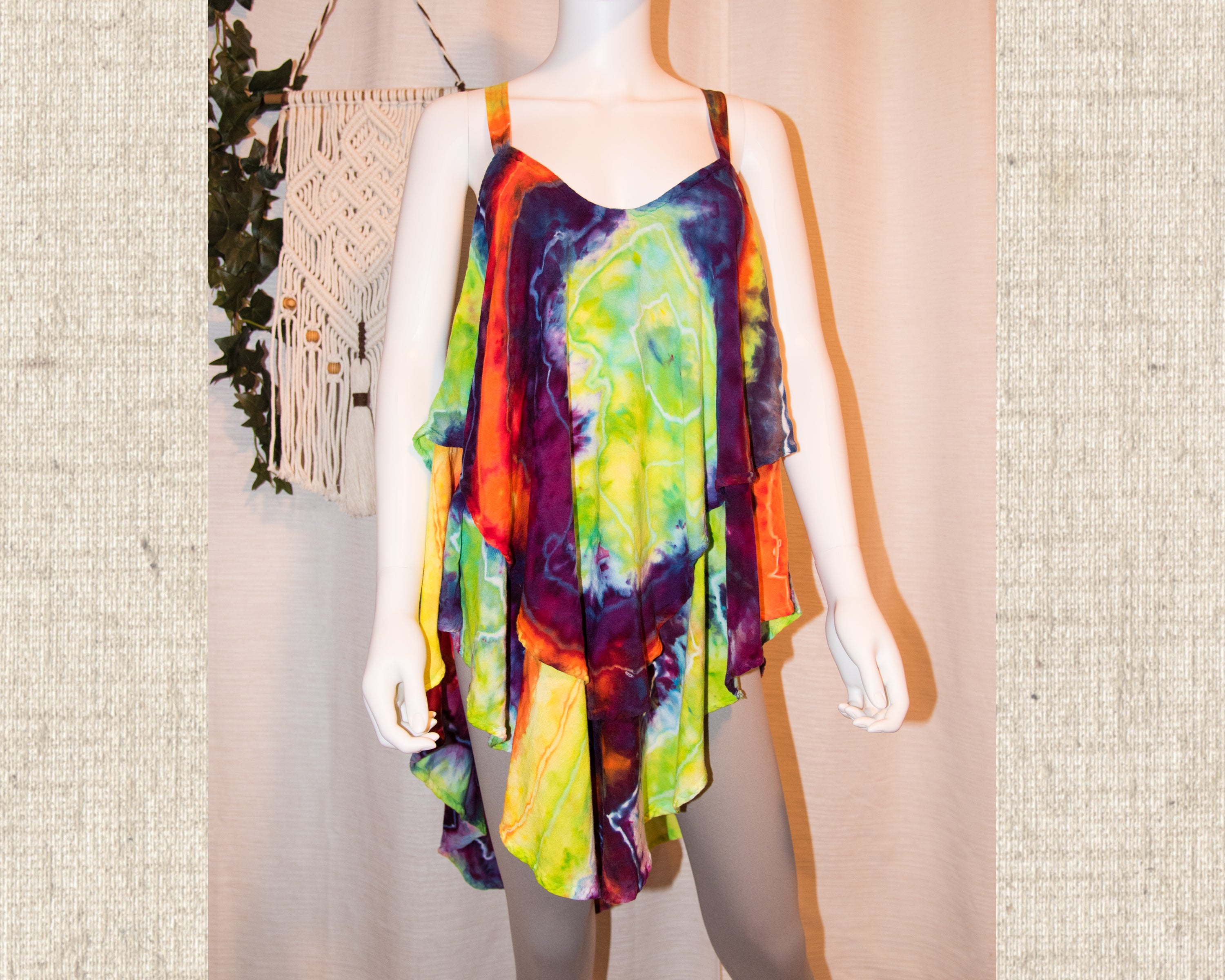 Extra Large - Double Layered Hi-Lo Camisole - Rainbow Geode