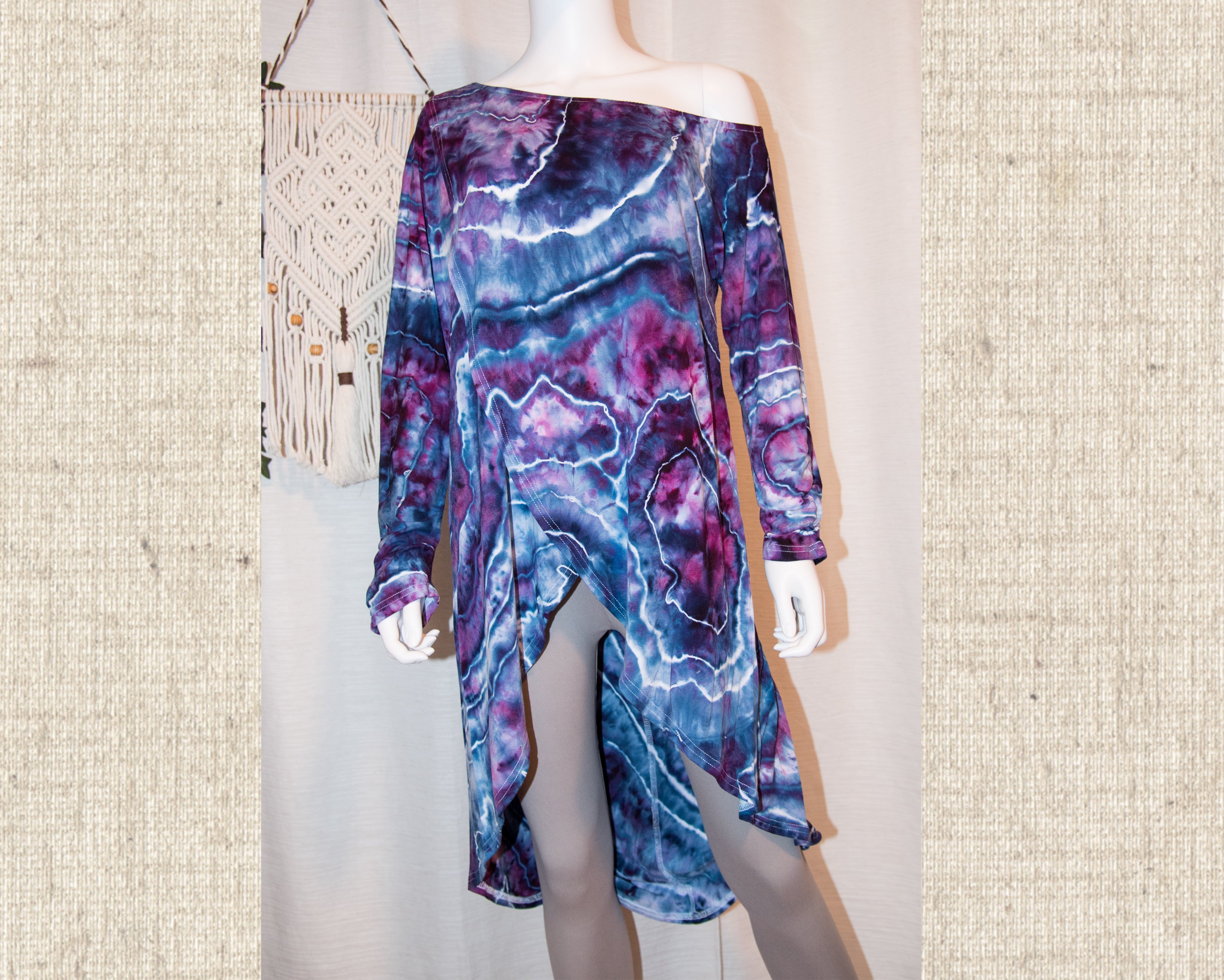 Extra Large - One Shoulder High-Low Asymmetrical Rayon Shirt