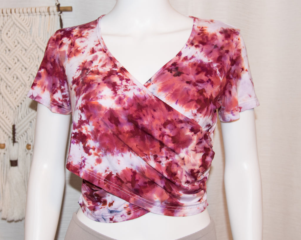 Cross-Front Crop Top - L - Wine