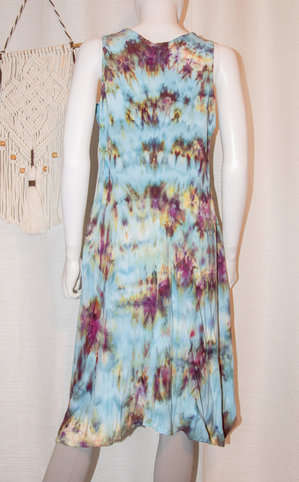 M - Short Rayon Dress - Multicolor (Blue)