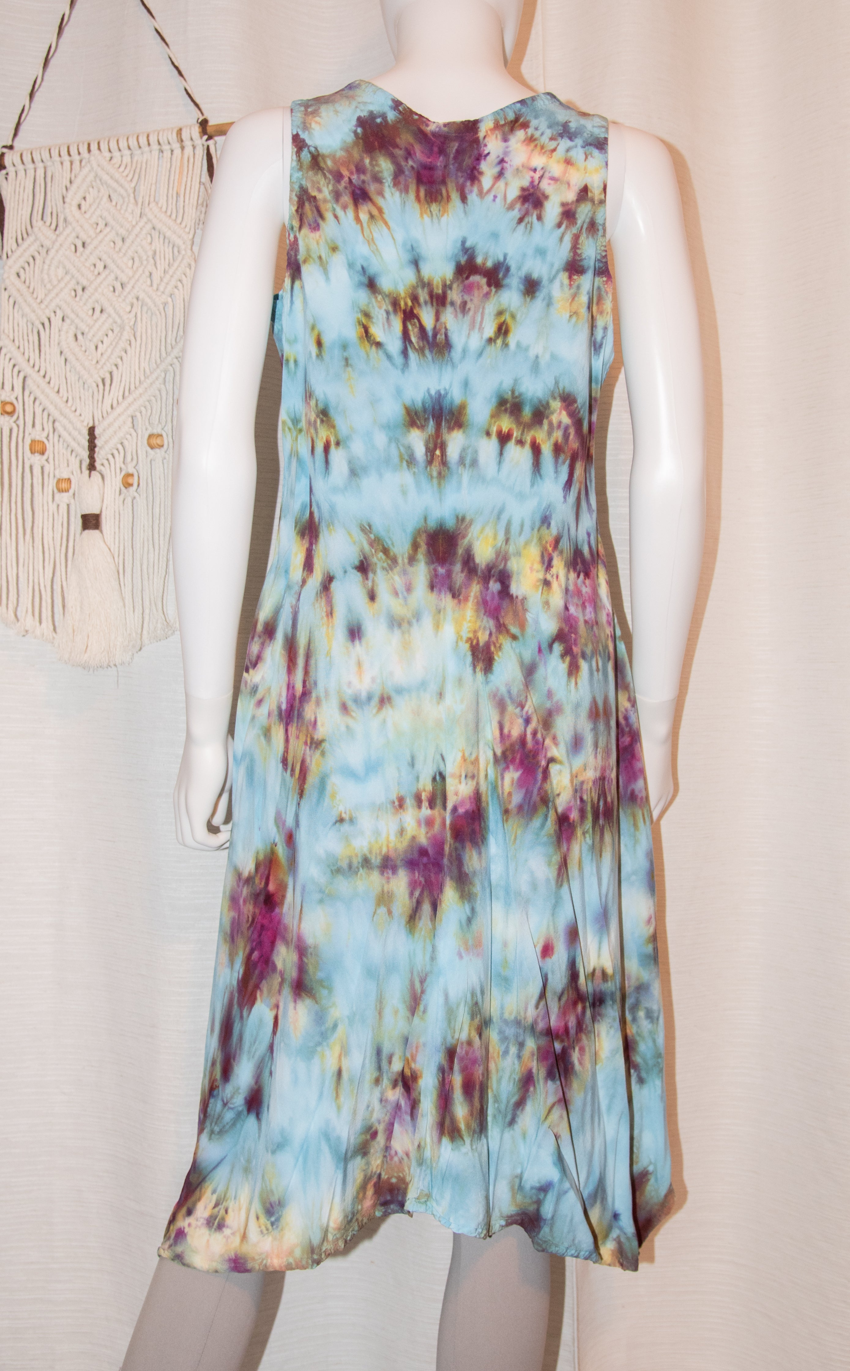M - Short Rayon Dress - Multicolor (Blue)