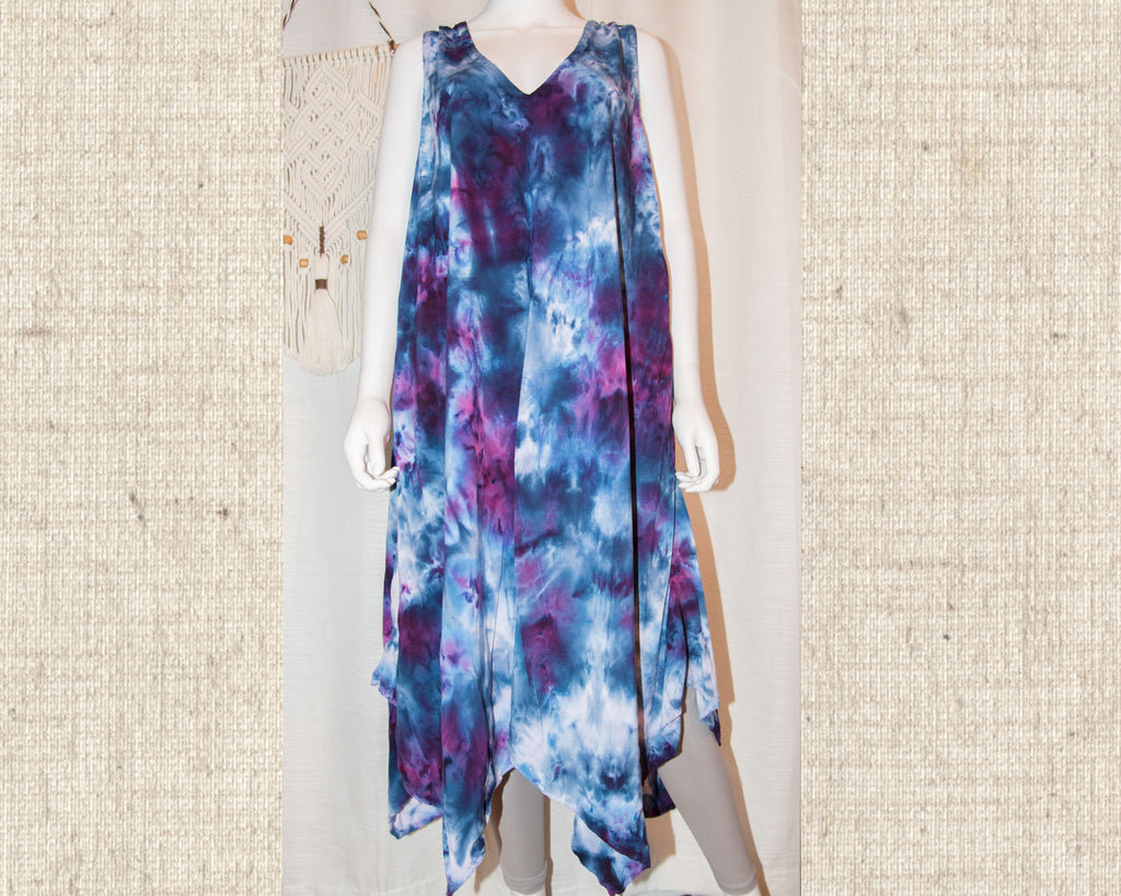 3XL - Short Rayon Dress - Purple Blue