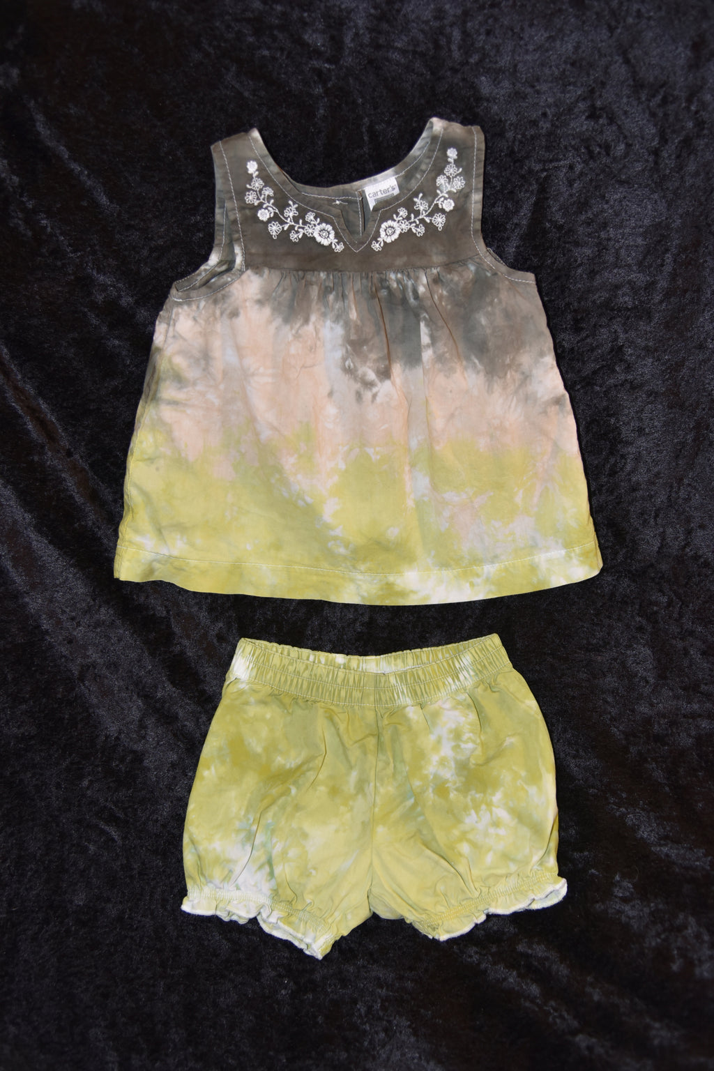 12 mo. Tank Dress and Bloomers set - Light/Dark Green, Tan
