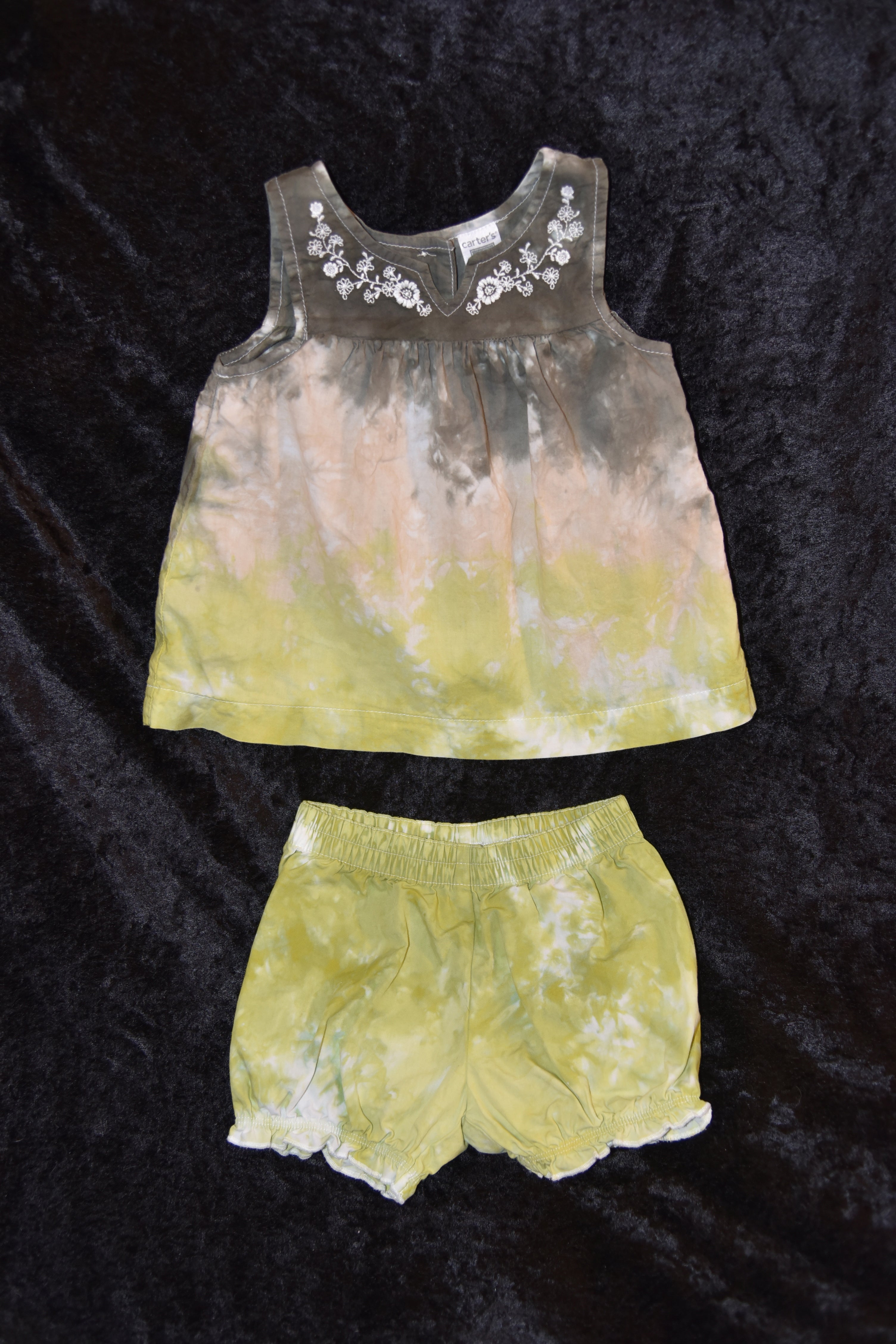 12 mo. Tank Dress and Bloomers set - Light/Dark Green, Tan
