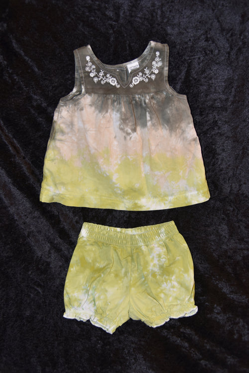 12 mo. Tank Dress and Bloomers set - Light/Dark Green, Tan