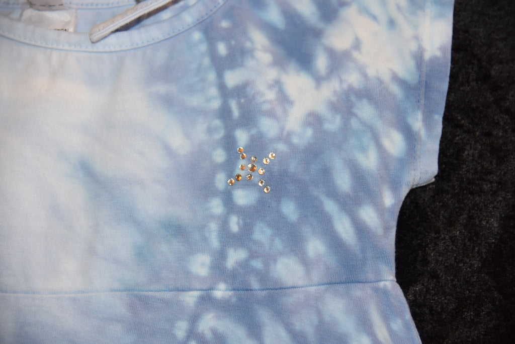 Split sleeve tie-dye dress (4) - Blue