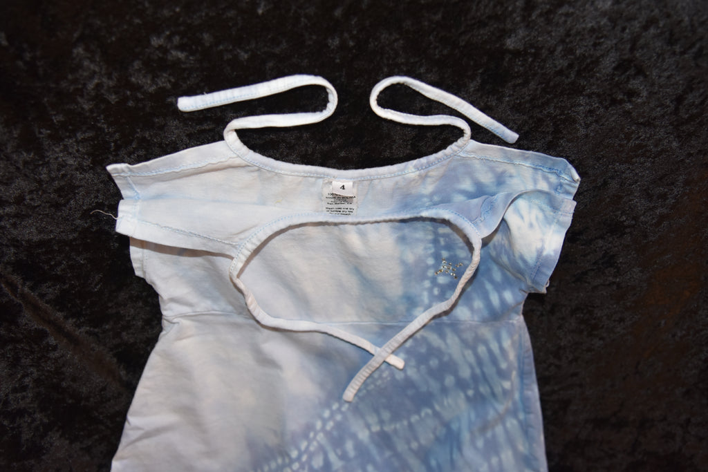 Split sleeve tie-dye dress (4) - Blue