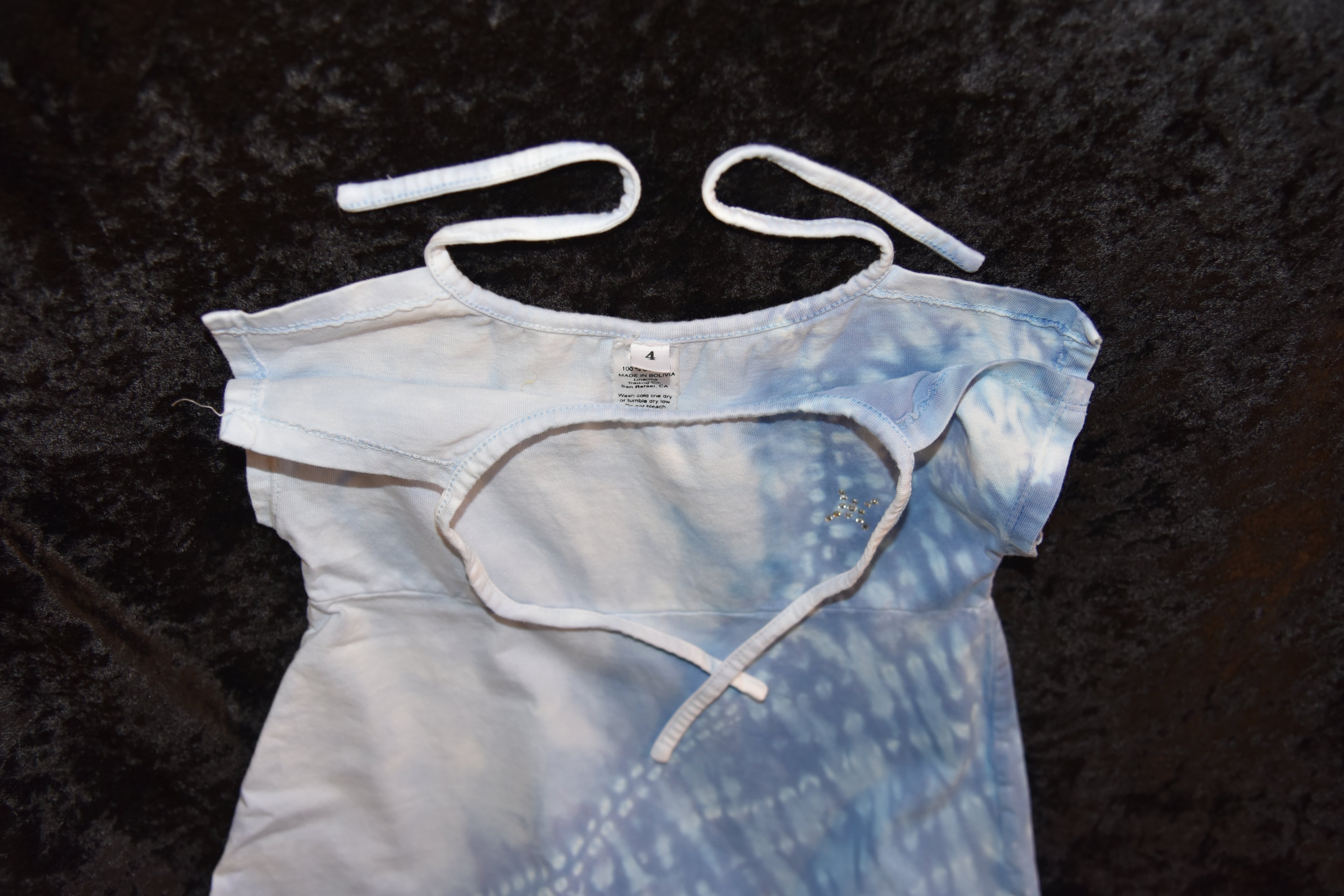 Split sleeve tie-dye dress (4) - Blue