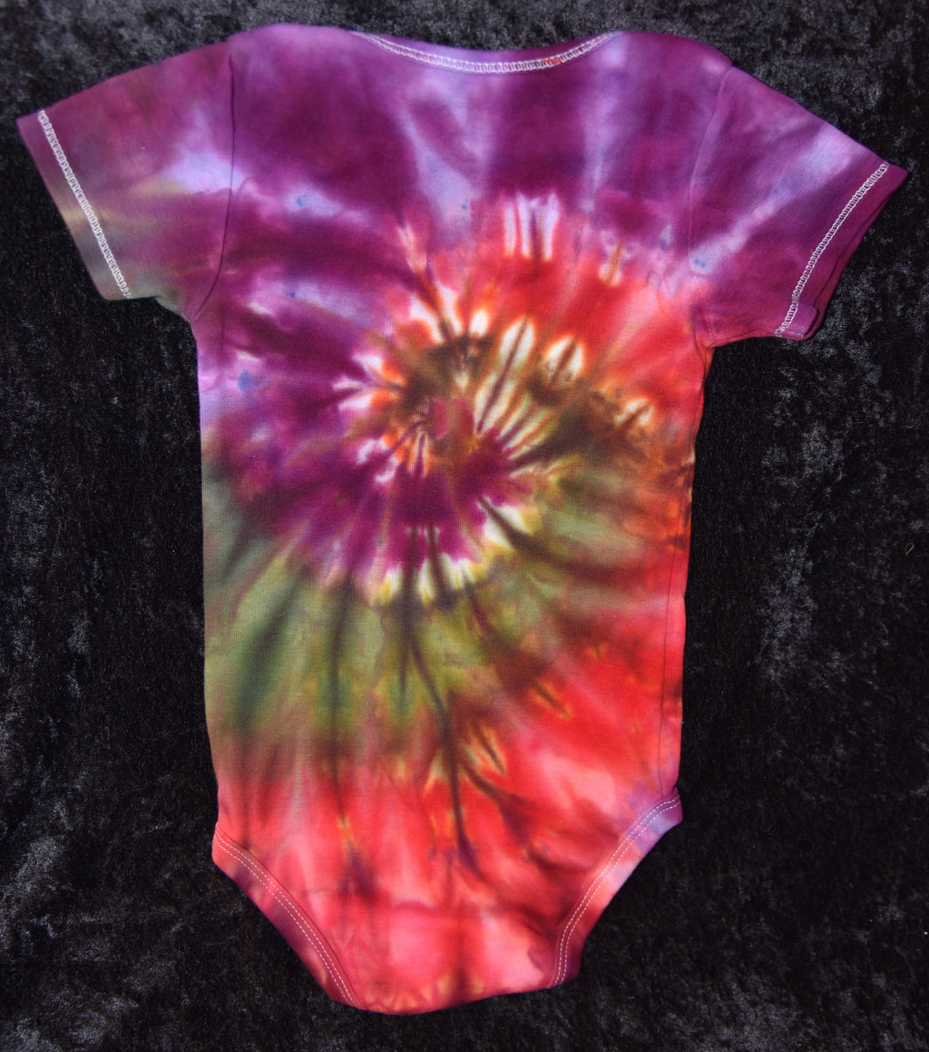 24 mo. bodysuit - Purple, Red, Green spiral