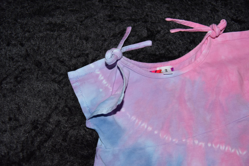 Split sleeve tie-dye dress (2T) - Purple & Pink
