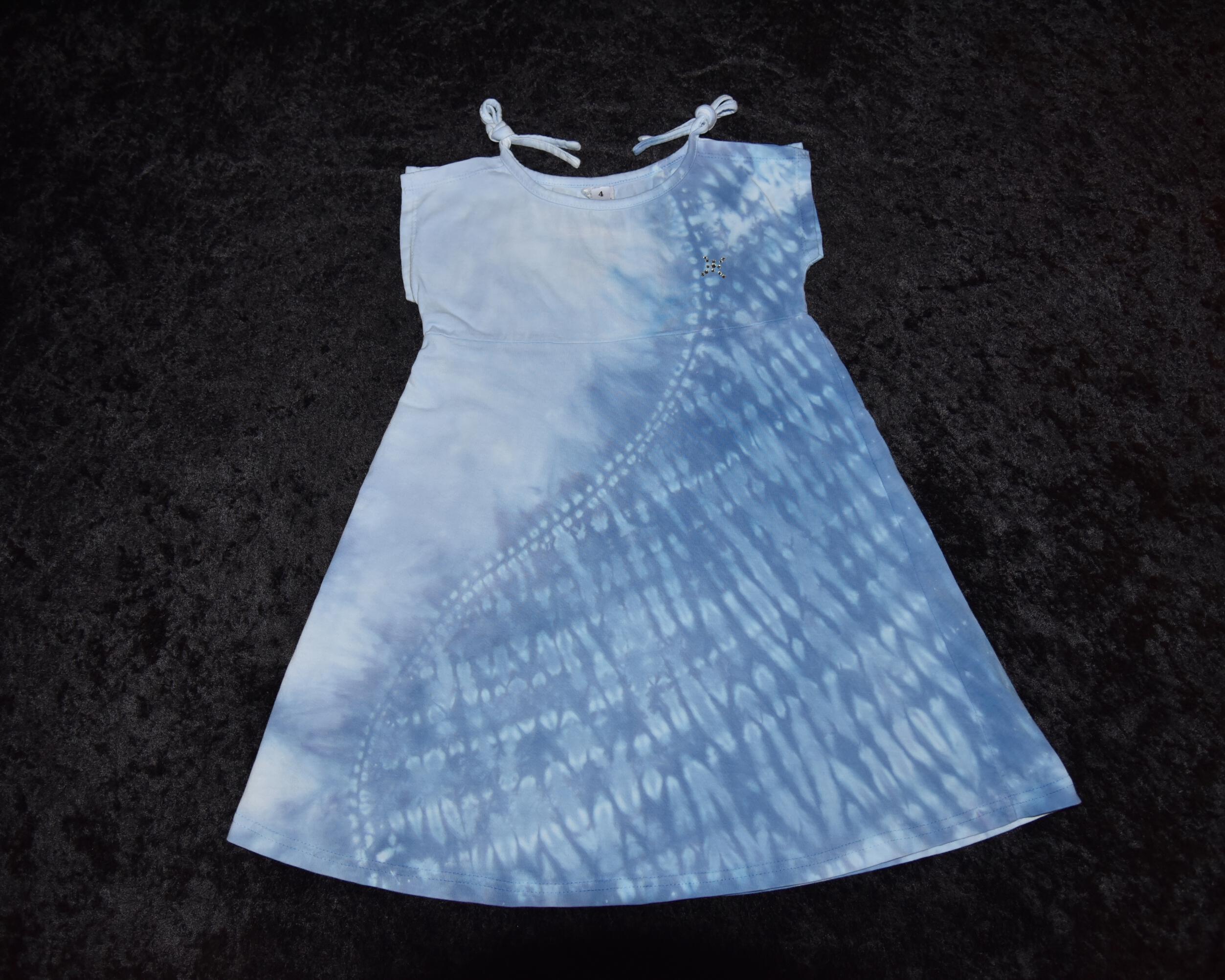 Split sleeve tie-dye dress (4) - Blue