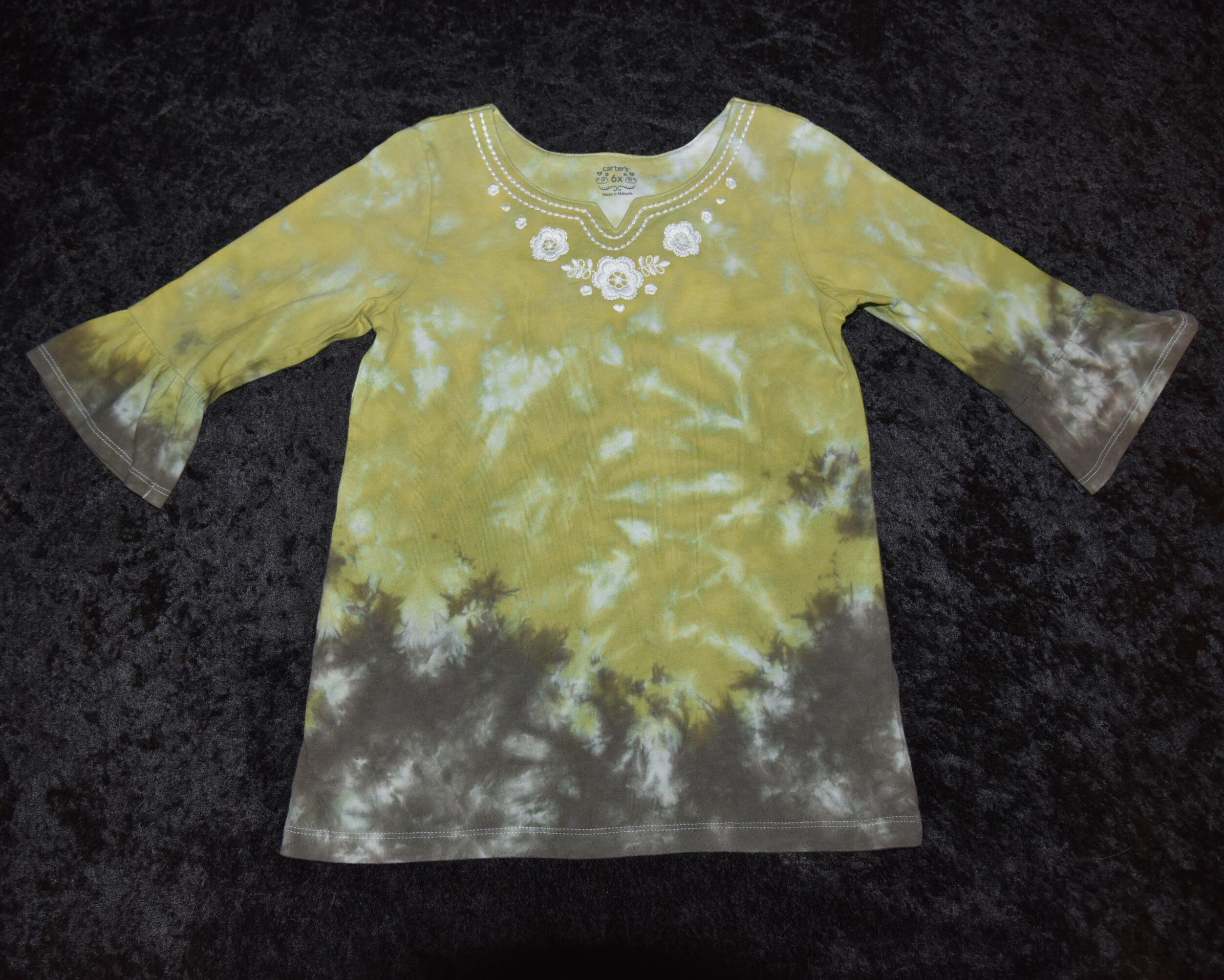 Youth 6x Bell-sleeved Shirt - Green and Brown